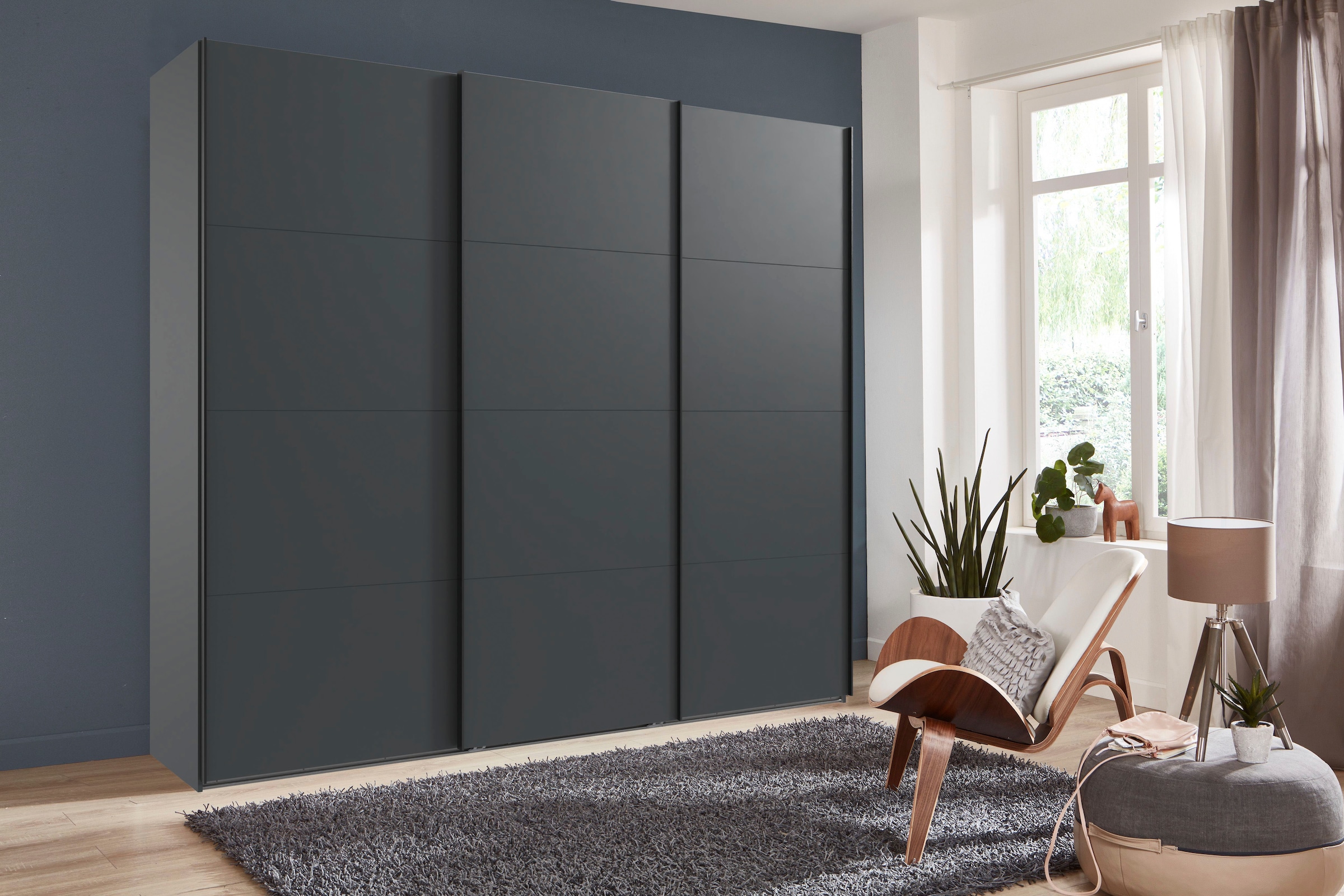 Wimex Schwebetürenschrank »Mugano, Made in Germany, Lieferung bis in Deine Etage und Stellort«, (wähle Deine Ausstattung: Basic oder Premium!), 3 Schwebetüren, große Größen, mit oder ohne Spiegel, Metallgriffe