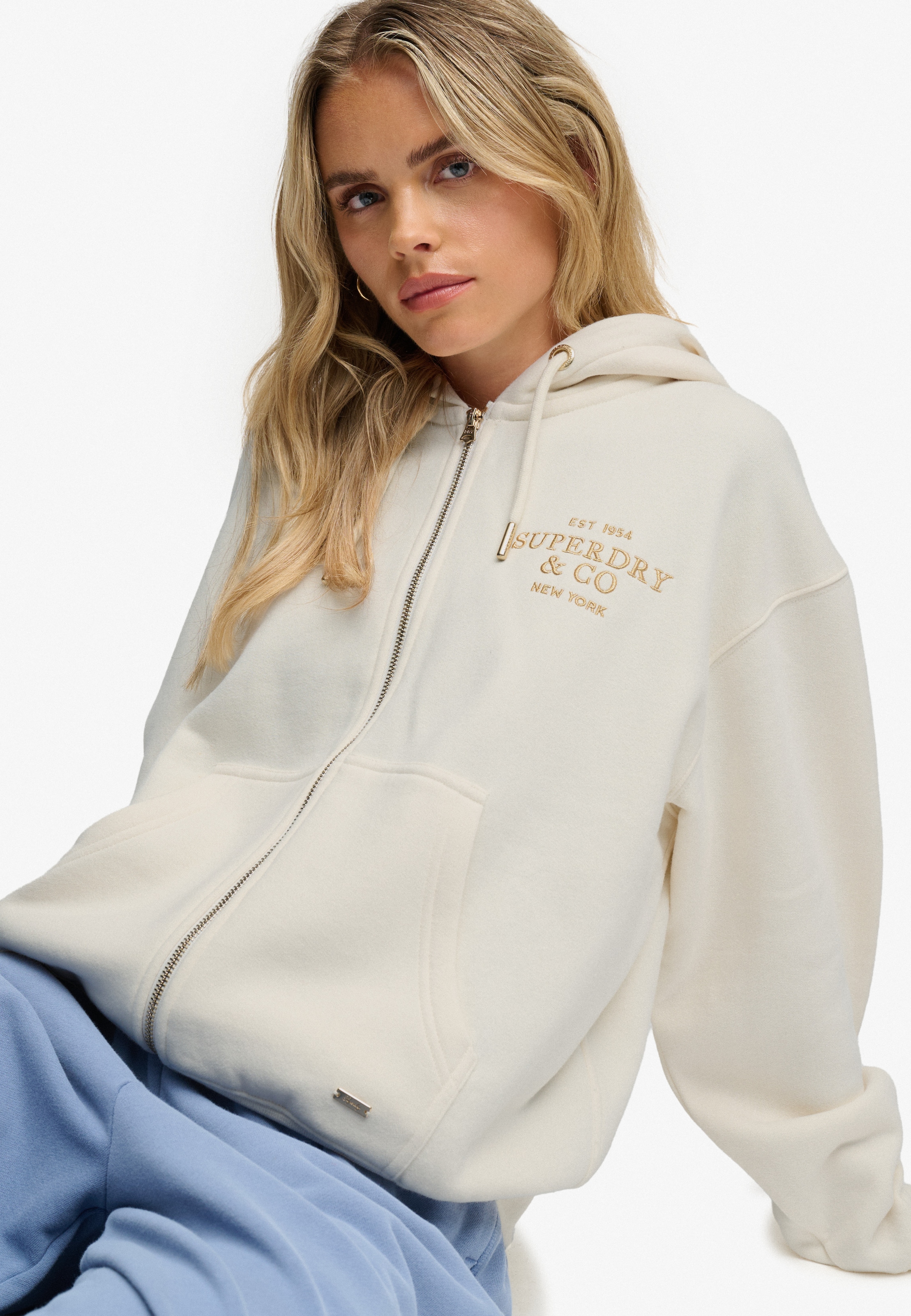 Superdry Kapuzensweatjacke »LUXE FUR LINED ZIPHOOD« Baumwollmischung, relaxed fit
