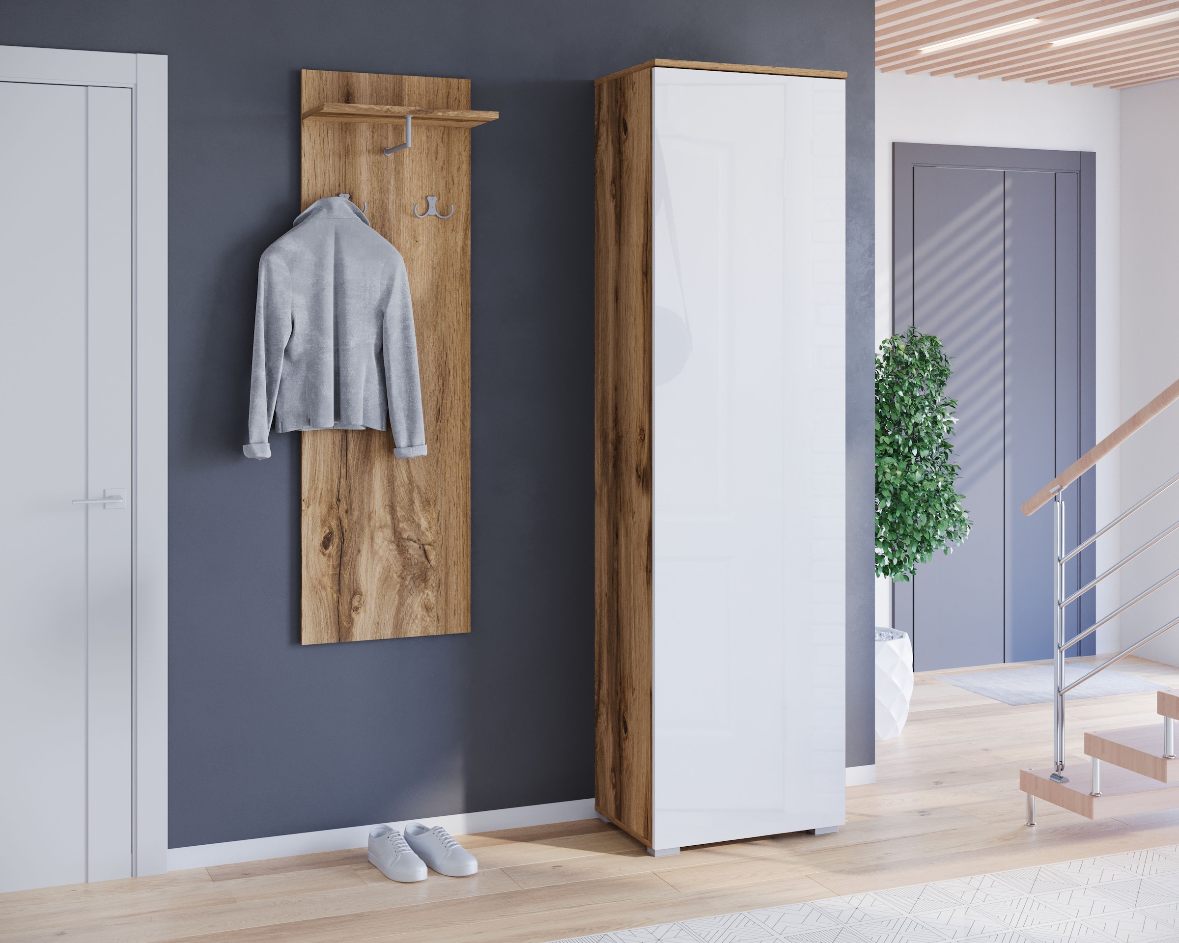 INOSIGN Schuhschrank »Paris, stehend oder hängend montierbar, Türanschlag wechselbar«, moderne Garderobenschrank Höhe 180cm, 6 geräumiger Fächer