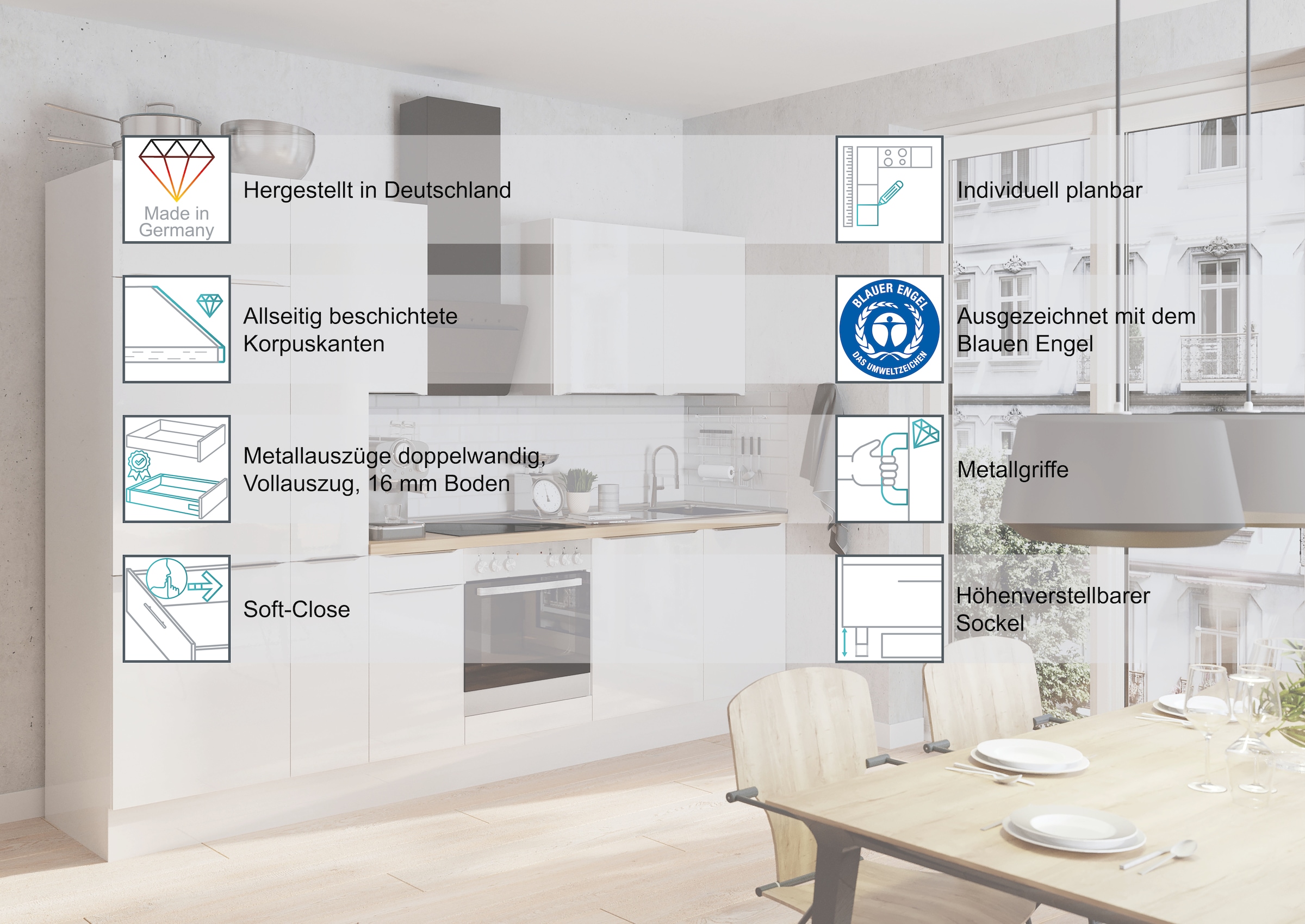 KOCHSTATION Klapphängeschrank »KS-Lucy« Breite 90 cm, mit 1 Klappe inkl. Gasdruckdämpfer