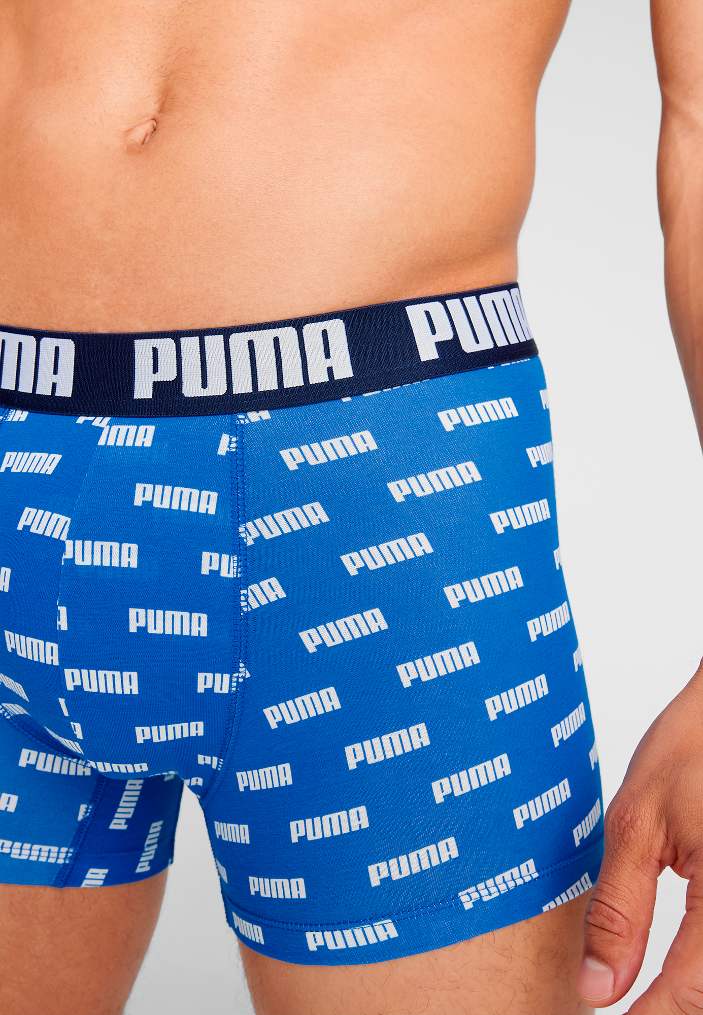 PUMA Boxershorts »PUMA MEN EVERYDAY LOGO PRINT BOXERS 2P« 2er Pack,  1x uni und 1x allover Logodruck