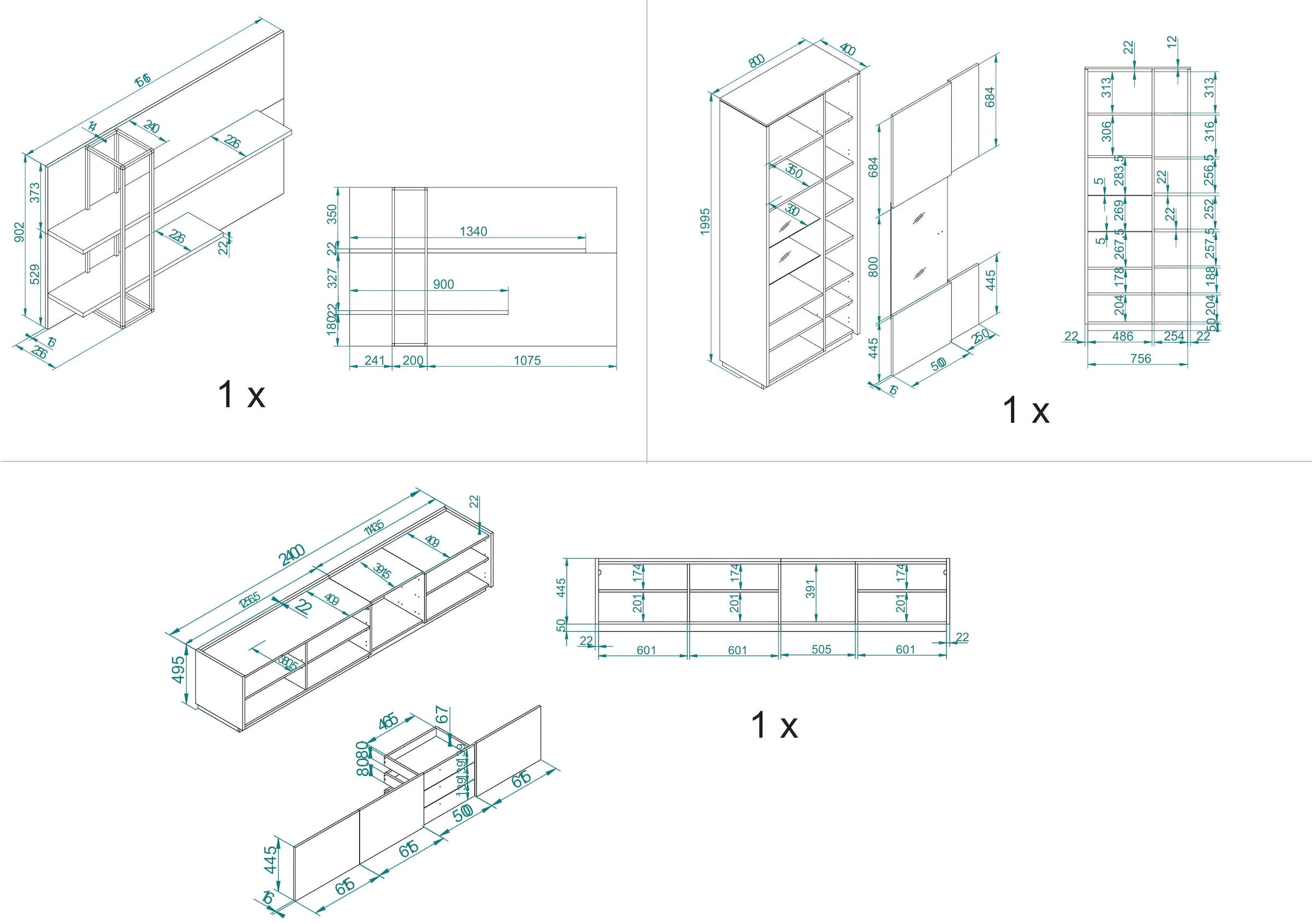INOSIGN Schrank-Set »LARGO«, (Set, 3 St.), mit Soft-Close-Funktion