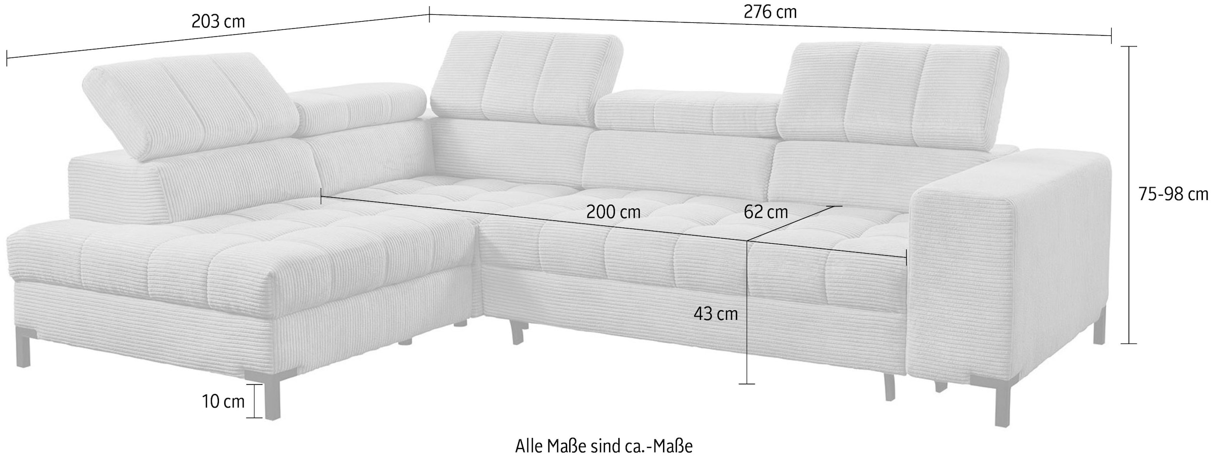 exxpo - sofa fashion Ecksofa »Bocco, hochwertige Verarbeitung, toller Sitzkomfort, bequem, L-Form« wahlweise mit Bettfunktion u. Bettkasten, inkl. Kopfteilverstellung