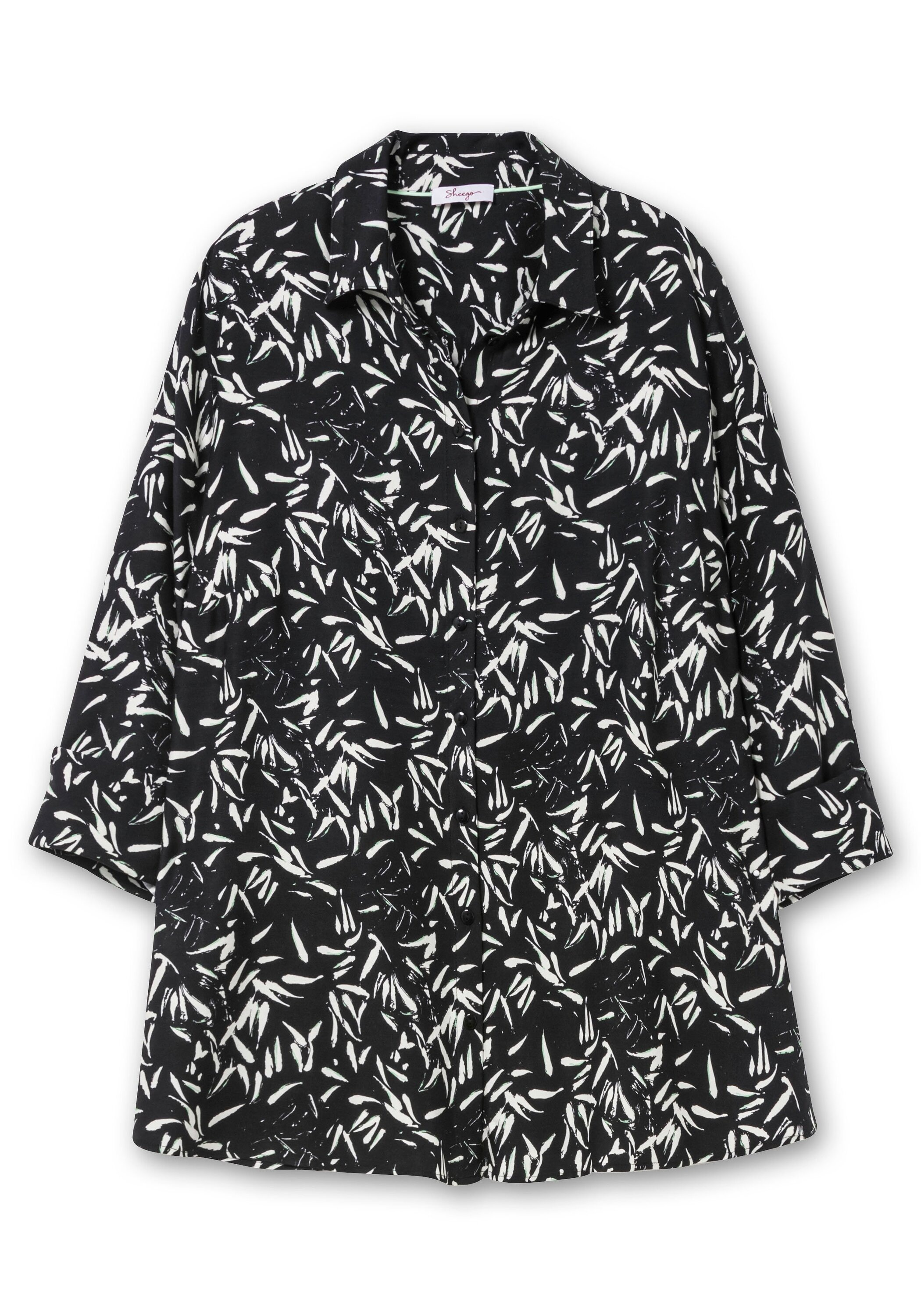 Sheego Hemdbluse »Hemdbluse mit Blätterprint und 3/4-Arm«
