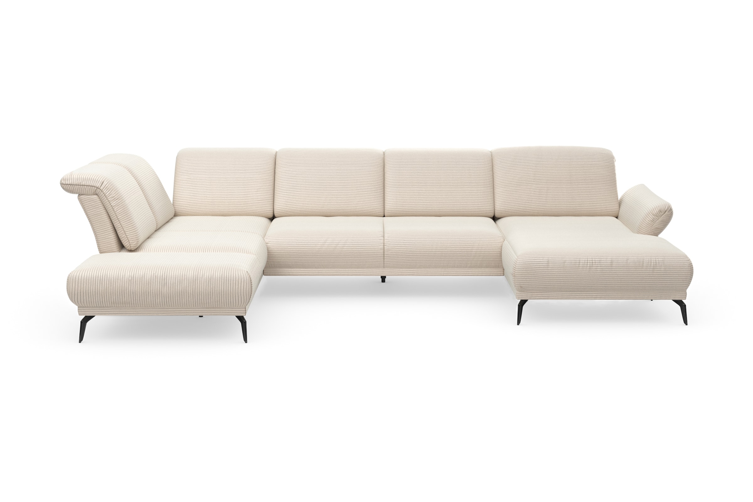 sit&more Wohnlandschaft »Coco U-Form« Sitztiefen-, Arm- und Kopfteilverstellung, Cord-Bezug, Fußhöhe 15 cm