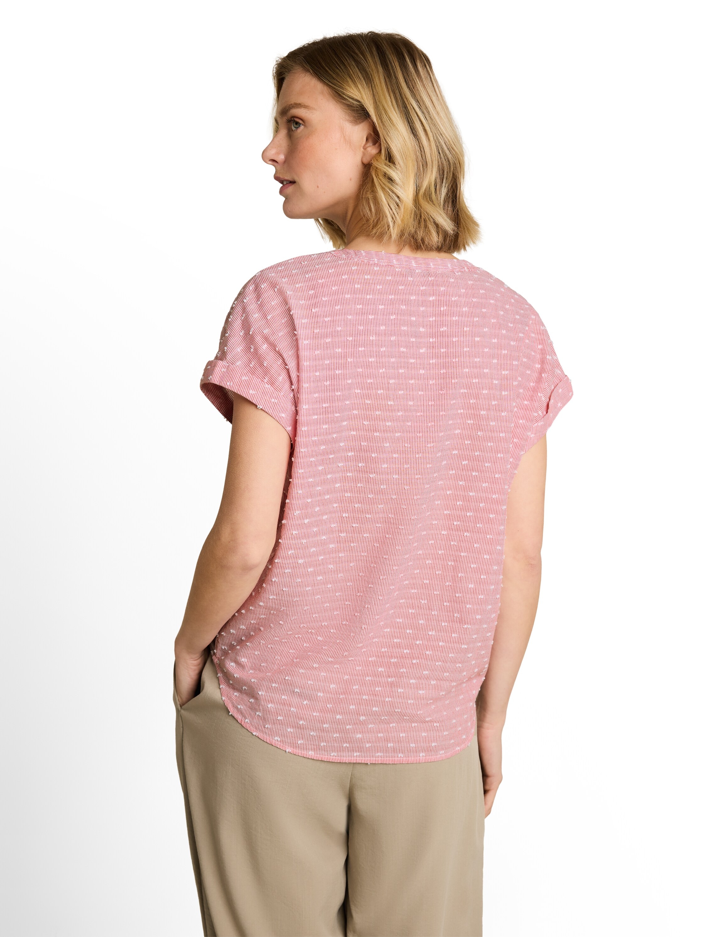TOM TAILOR Druckbluse Sommer-Tunika mit feinen Streifen und Punkten