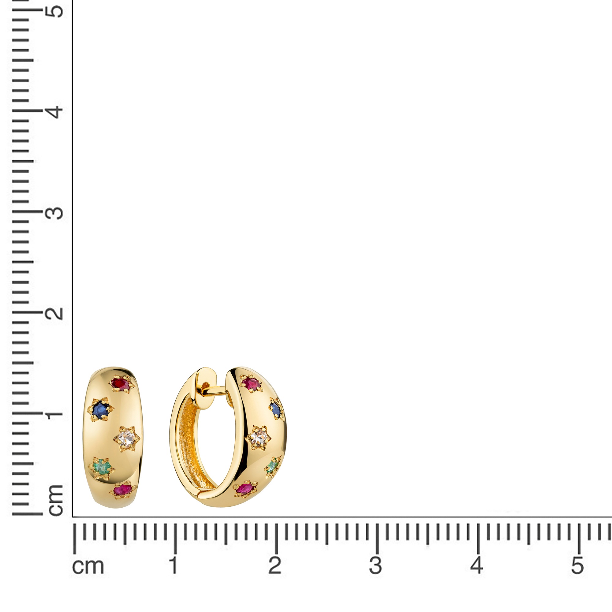 Firetti Paar Creolen »Schmuck Geschenk Silber 925 Ohrschmuck Ohrringe Blumen« mit Rubin, Saphir, Smaragd, Weißtopas