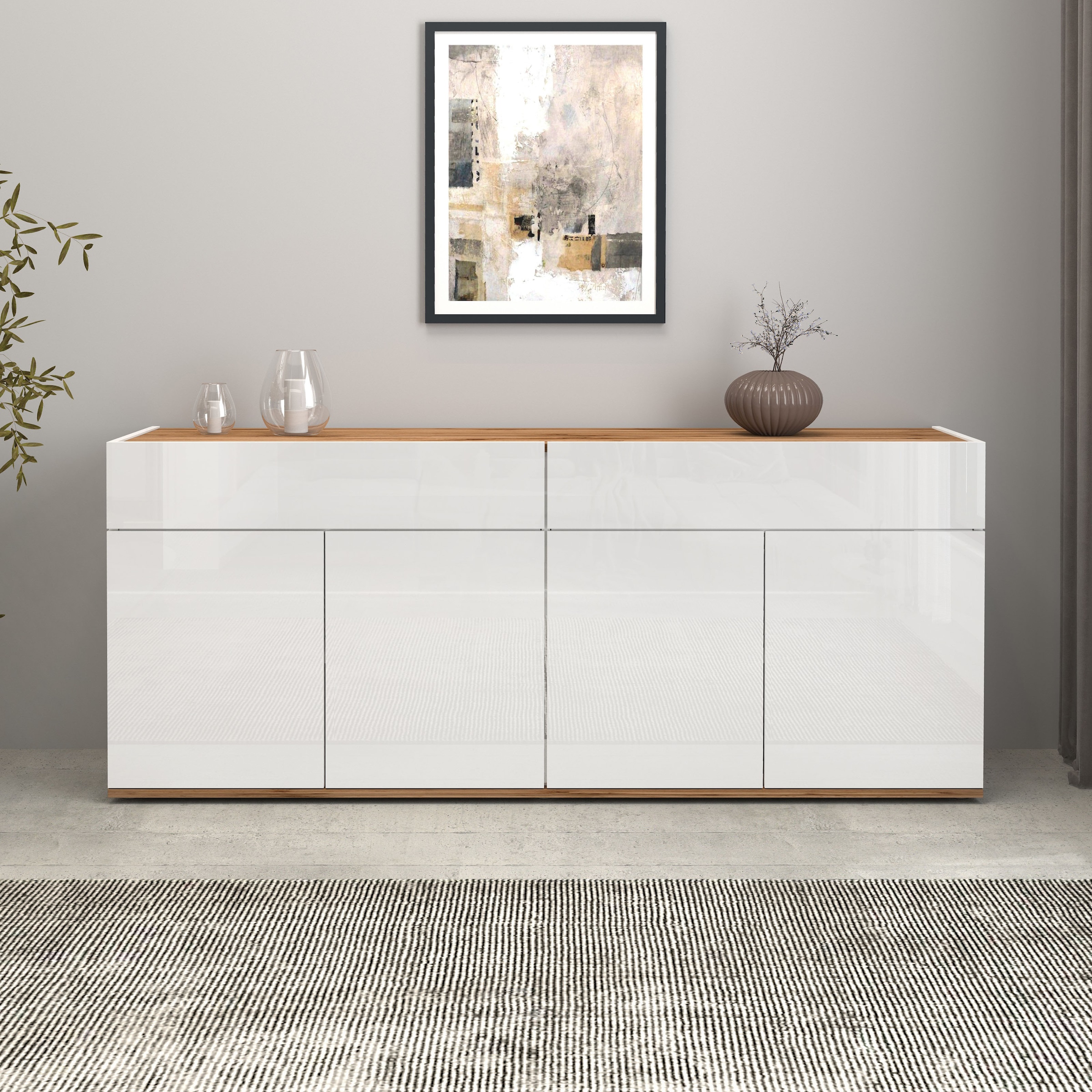 INOSIGN Sideboard »Garda, Kommode, Schrank, Kredenz«, 4 Türen, 2 Schubladen, grifflos Breite 160,1 cm