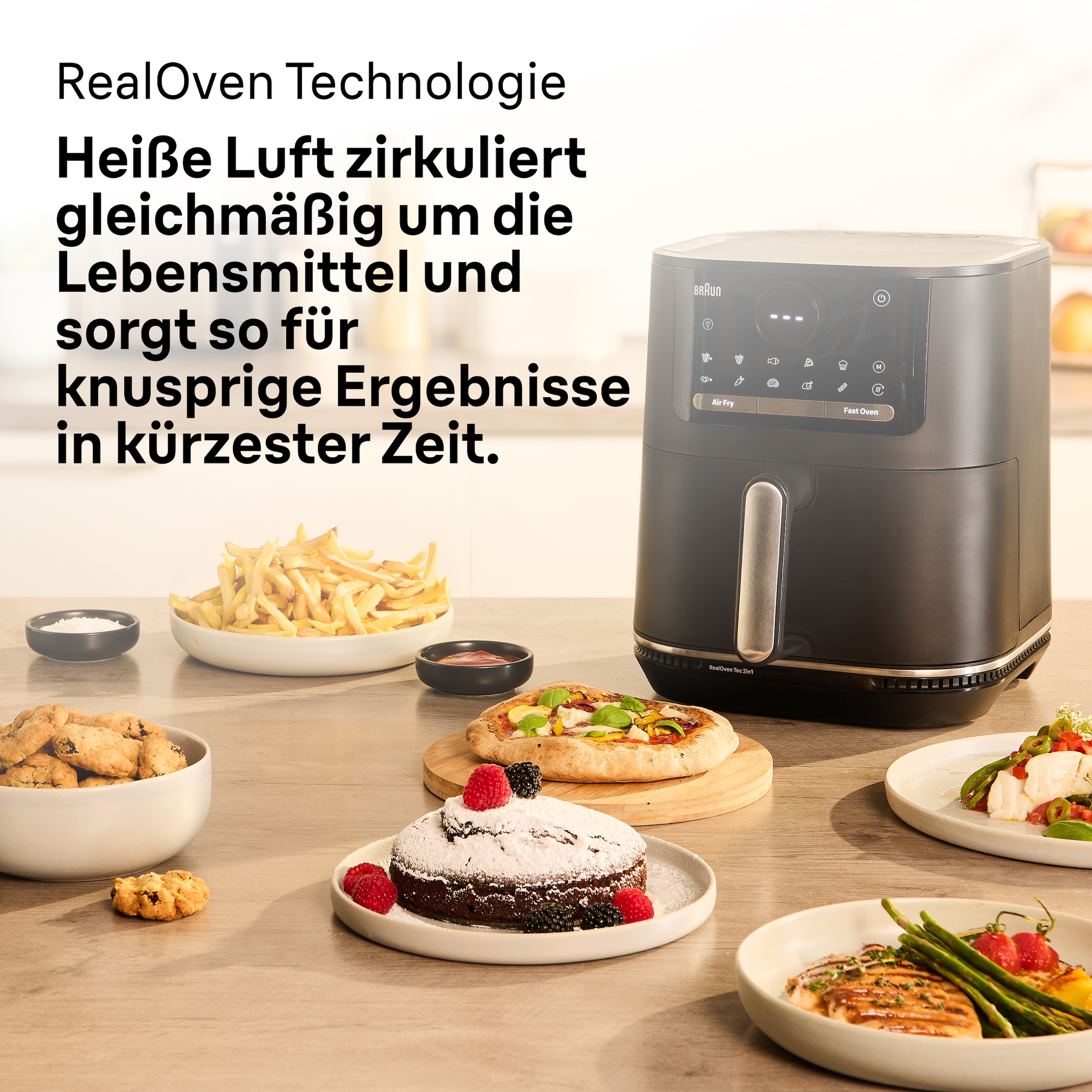 Braun Heißluftfritteuse »MultiFry HF 5054I BK« 2000 W 2 in 1-Gerät: Frittieren & Backen, 2.000 Watt, digitales Display
