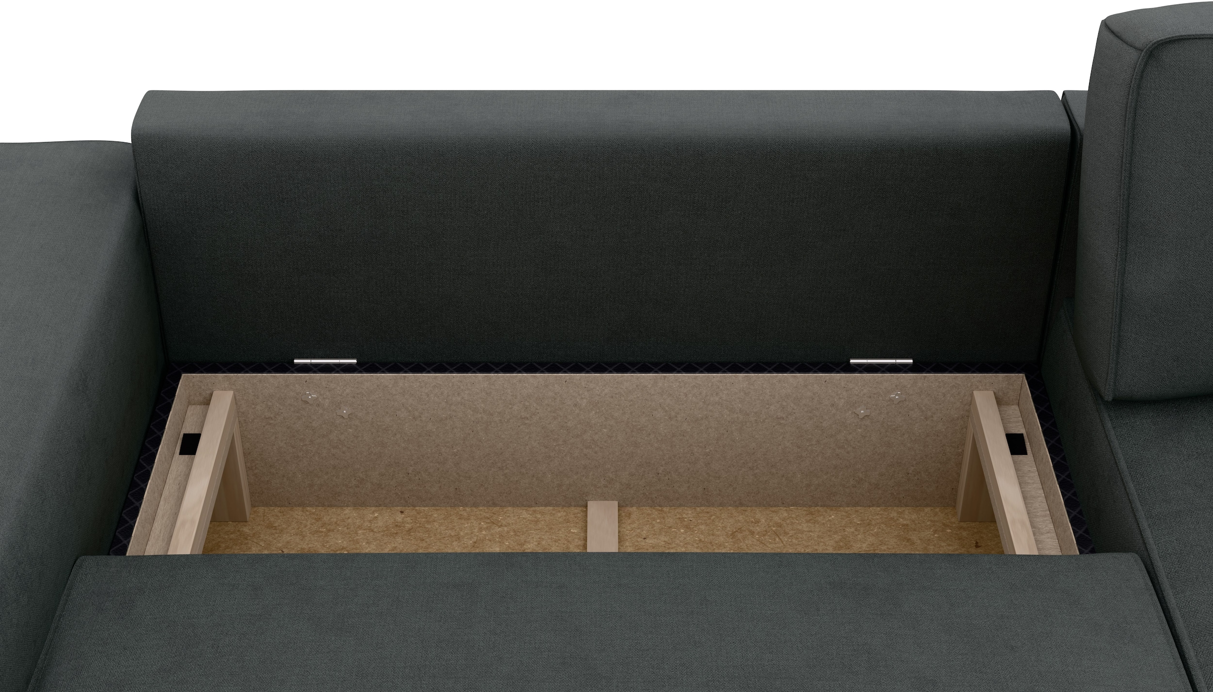 Home affaire Ecksofa »Chance, Recamiere beidseitig montierbar, Schlaffunktion, Breite 265 cm« in Struktur fein LINO, mit Schlaffunktion und Bettkasten