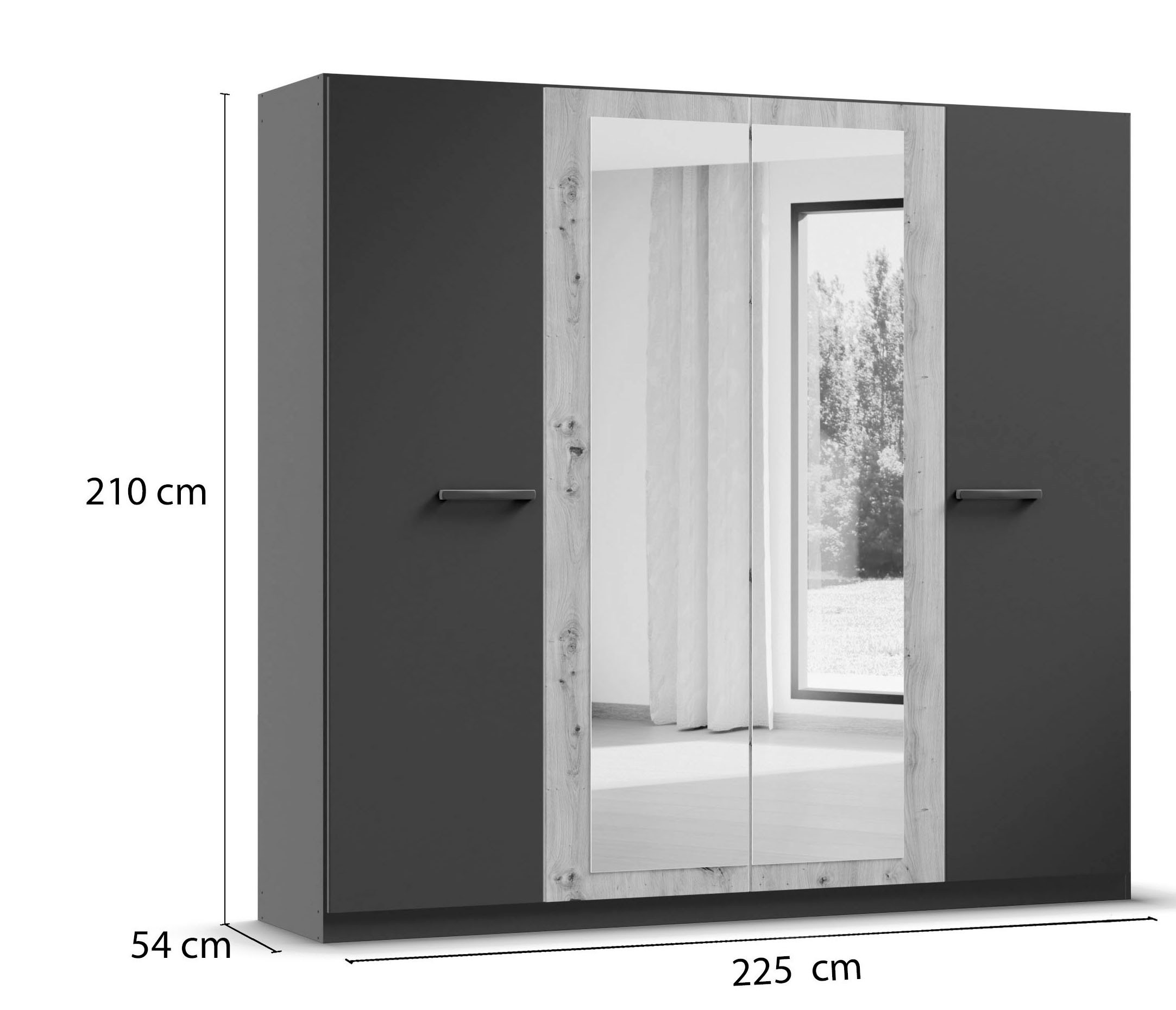 rauch Drehtürenschrank »Kleiderschrank Schrank Garderobe Garderobenschrank Stauraumwunder MODI«, optional mit Spiegel MADE IN GERMANY