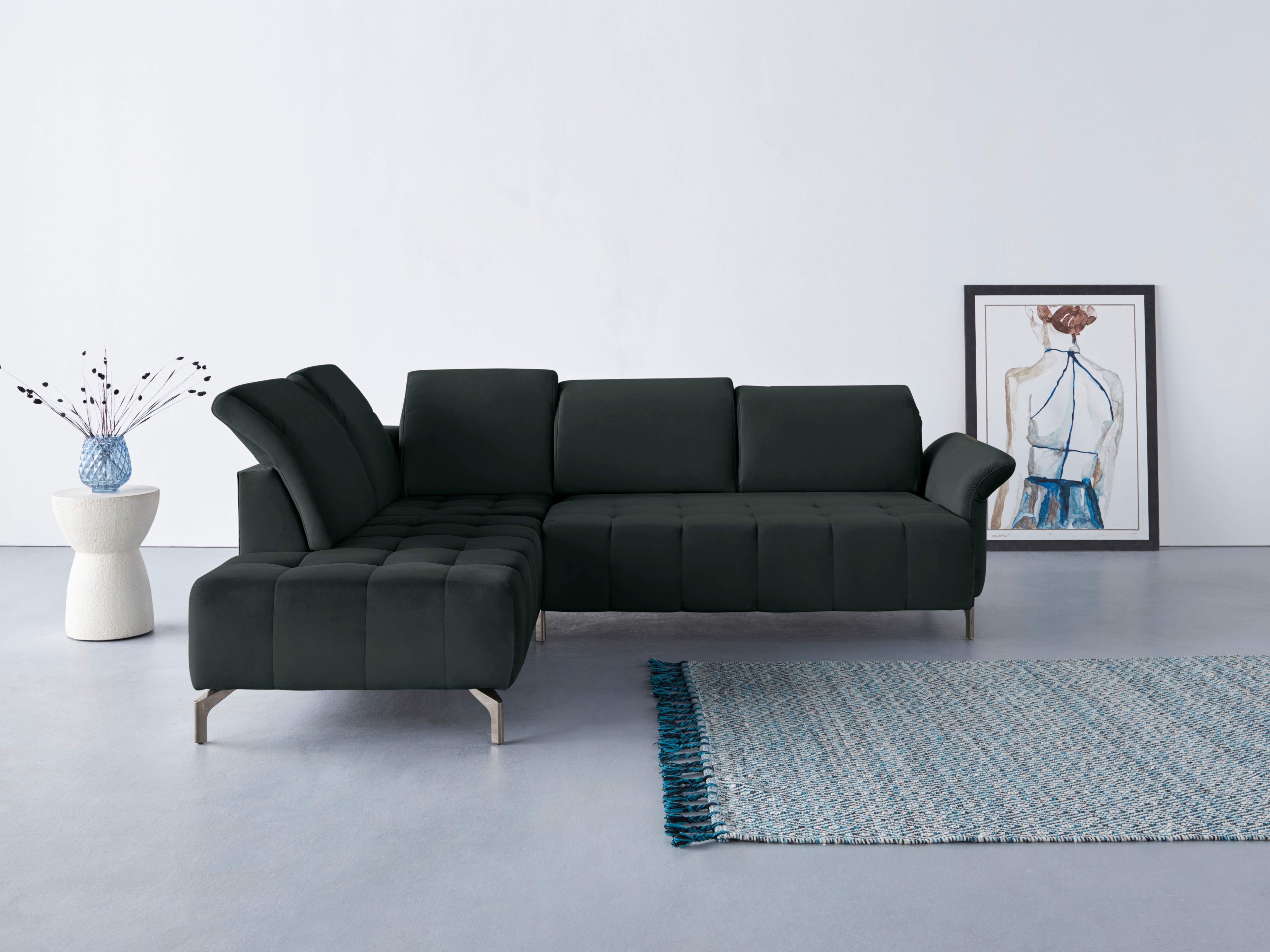 OTTO home Ecksofa "Fresh L-Form" Federkern, wahlweise Kopfteilverstellung und motorischer Vorziehsitz