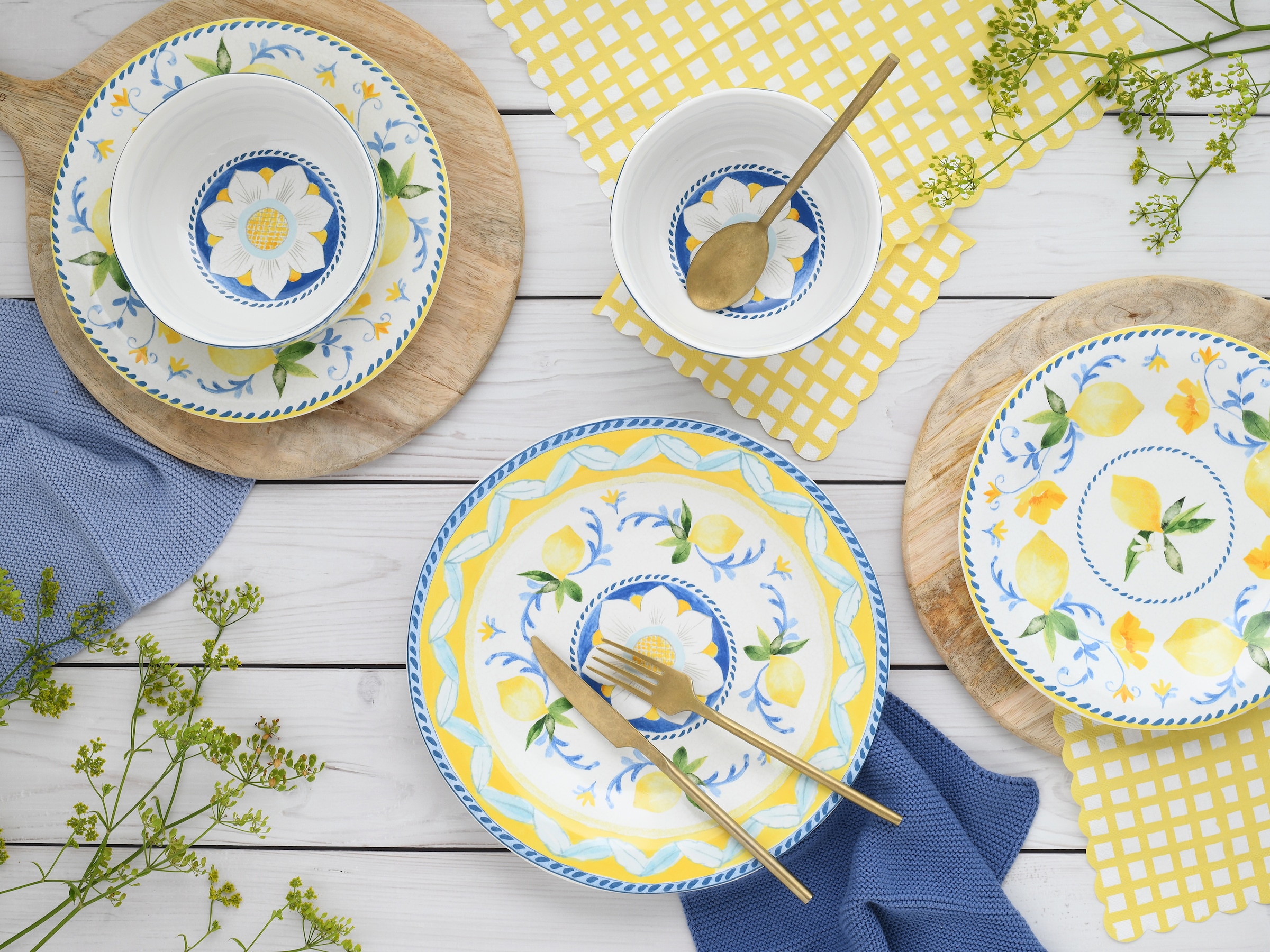 CreaTable Teller-Set »Lemona, Teller Set 12-tlg« Handgemalte italienische Keramik