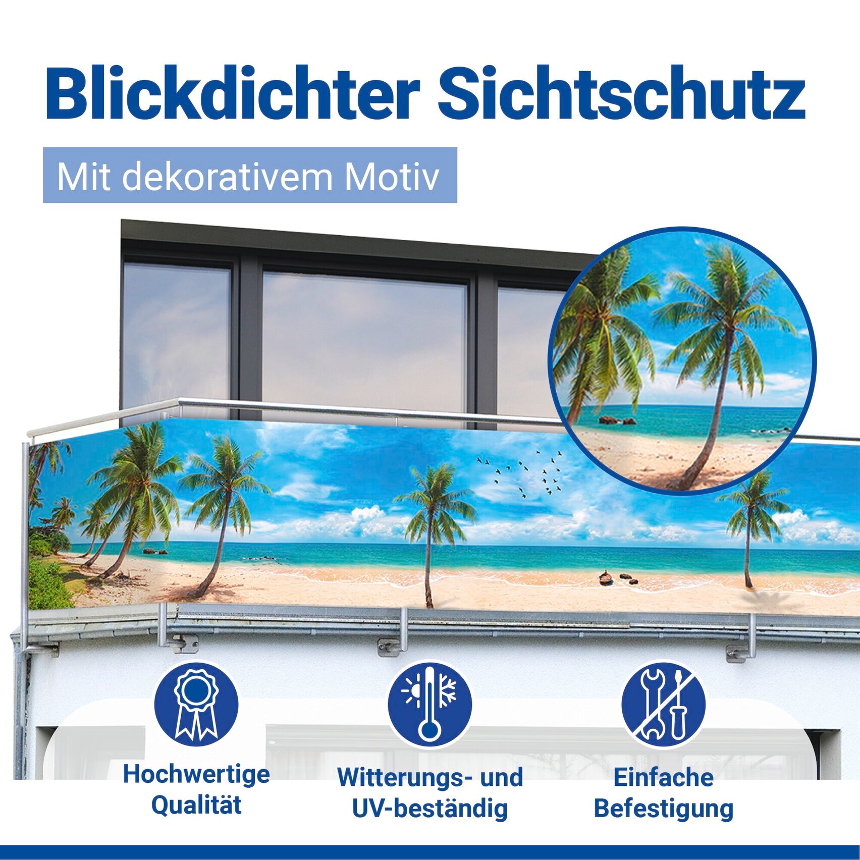 Maximex Balkonsichtschutz »verschiedene Motive« 5 m, UV- und witterungsbeständig, schnelltrocknend und reißfest