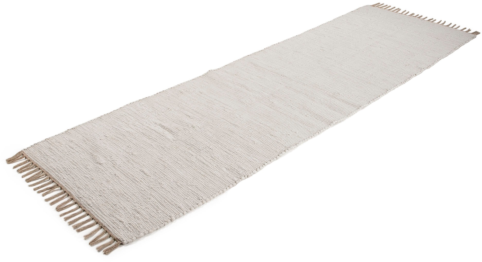 carpetfine Teppich »Kelim Chindi uni, auch als Läufer«, rechteckig, 5 mm Höhe, Wendeteppich, reine Baumwolle, handgewebt, Uni-Farben, mit Fransen