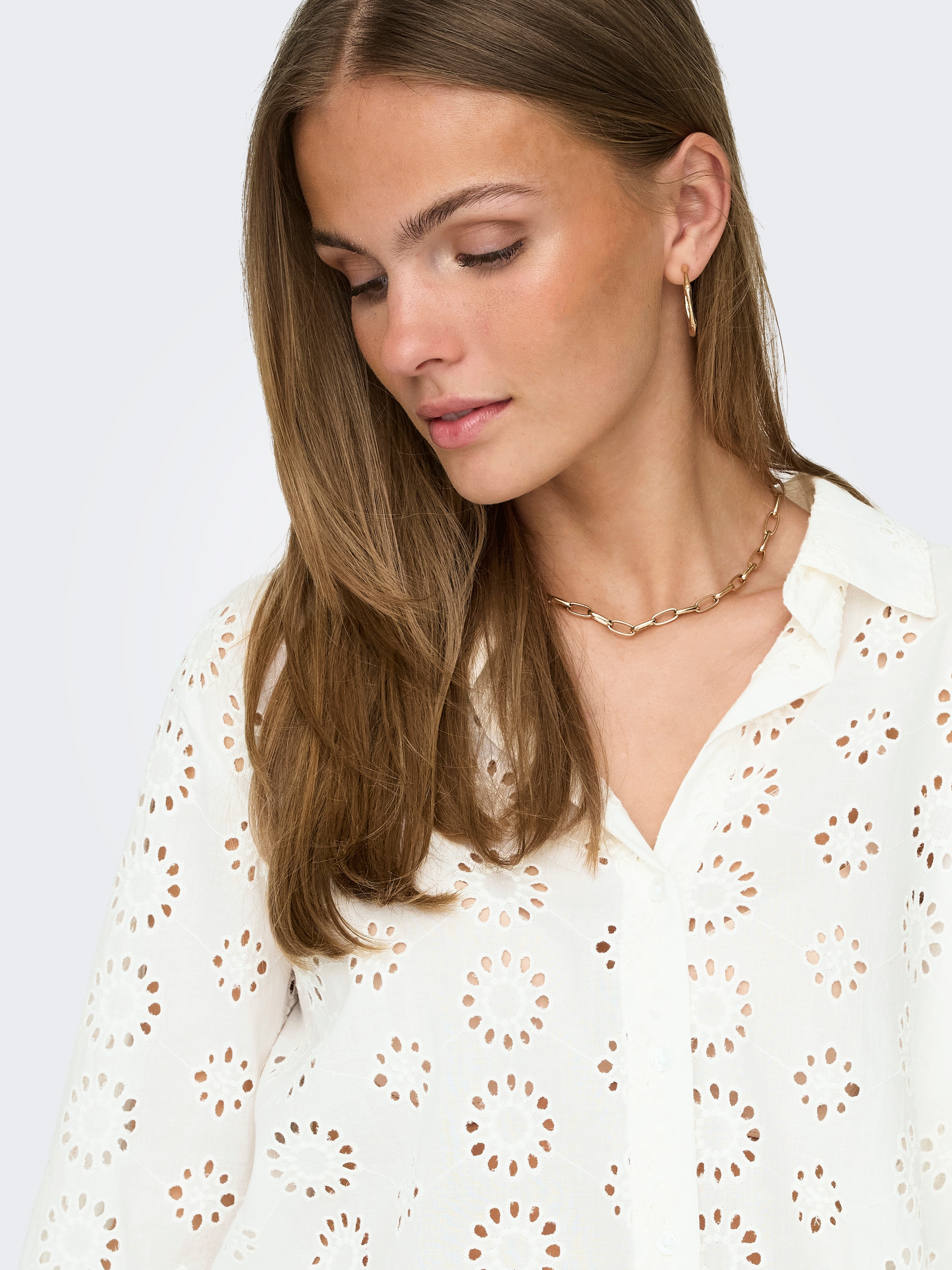 JDY Hemdbluse »JDYTALLIE 3/4 LONG SHIRT WVN NOOS« mit Lochstickerei-Detail