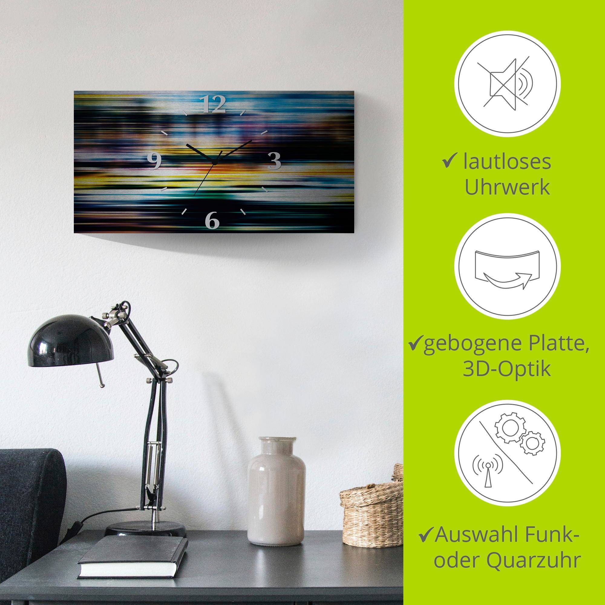 Artland Wanduhr »Modern Abstrakt«, 3D Optik gebogen, mit Quarz- oder Funkuhrwerk, versch. Größen