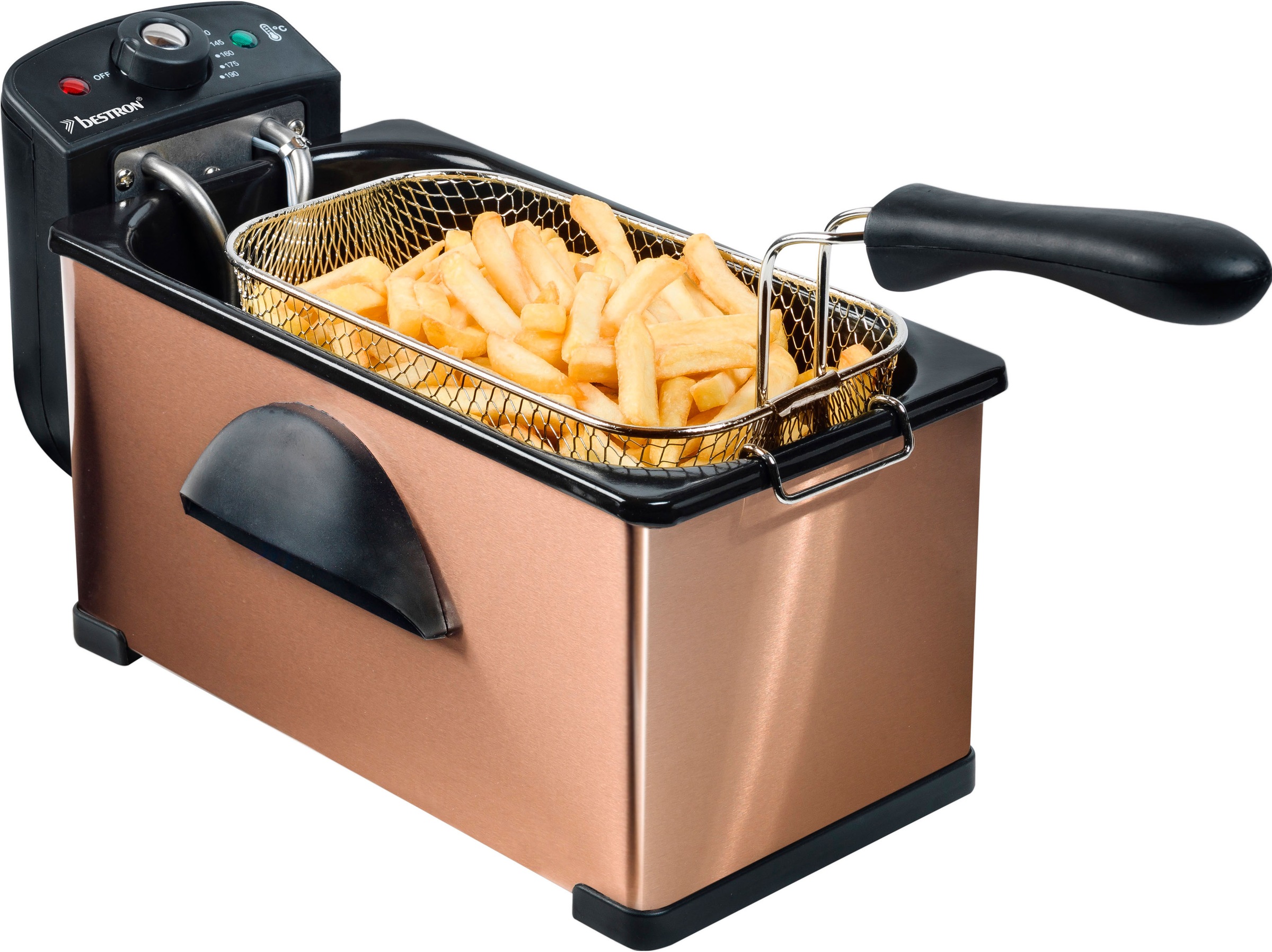 bestron Fritteuse »AF370CO«, 2000 W, Fassungsvermögen 1 kg, mit Cool Zone, 3,5 Liter, Kupfer