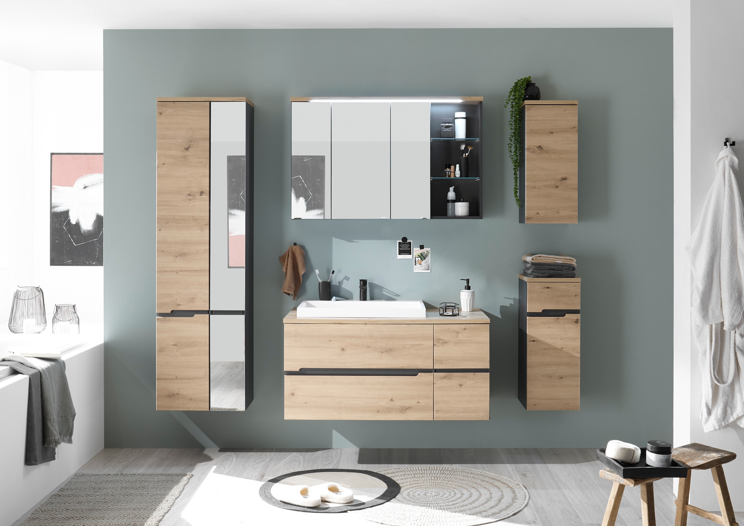 BASIC by Balculina Hängeschrank »Memphis, Badezimmerschrank BxHxT 30x70x23«, (1 St.), Breite 30 cm, Tür L/R montierbar, Softclose