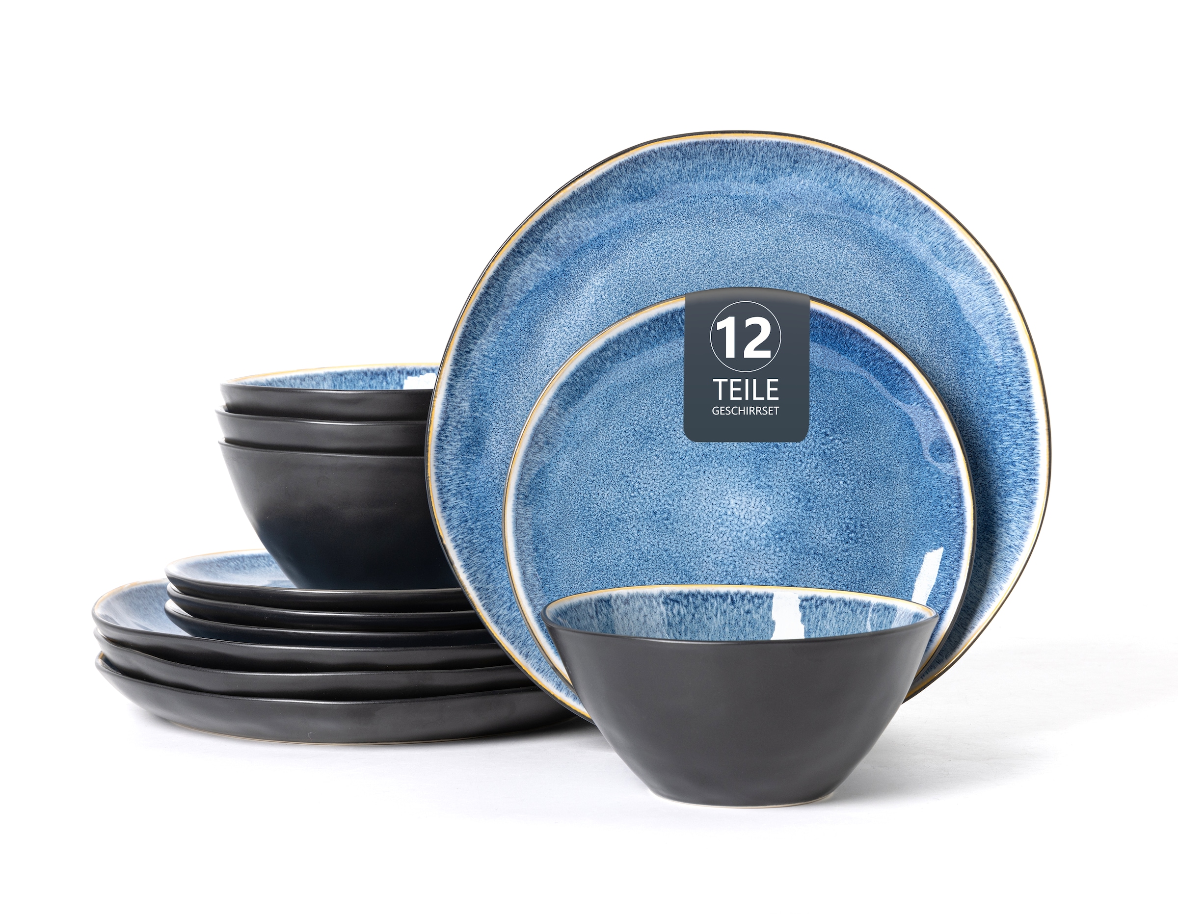 OTTO home Tafelservice "Teller Set, Service Allden" Teller Set, jedes Stück ein Unikat, 12 Teile, für 4 Personen