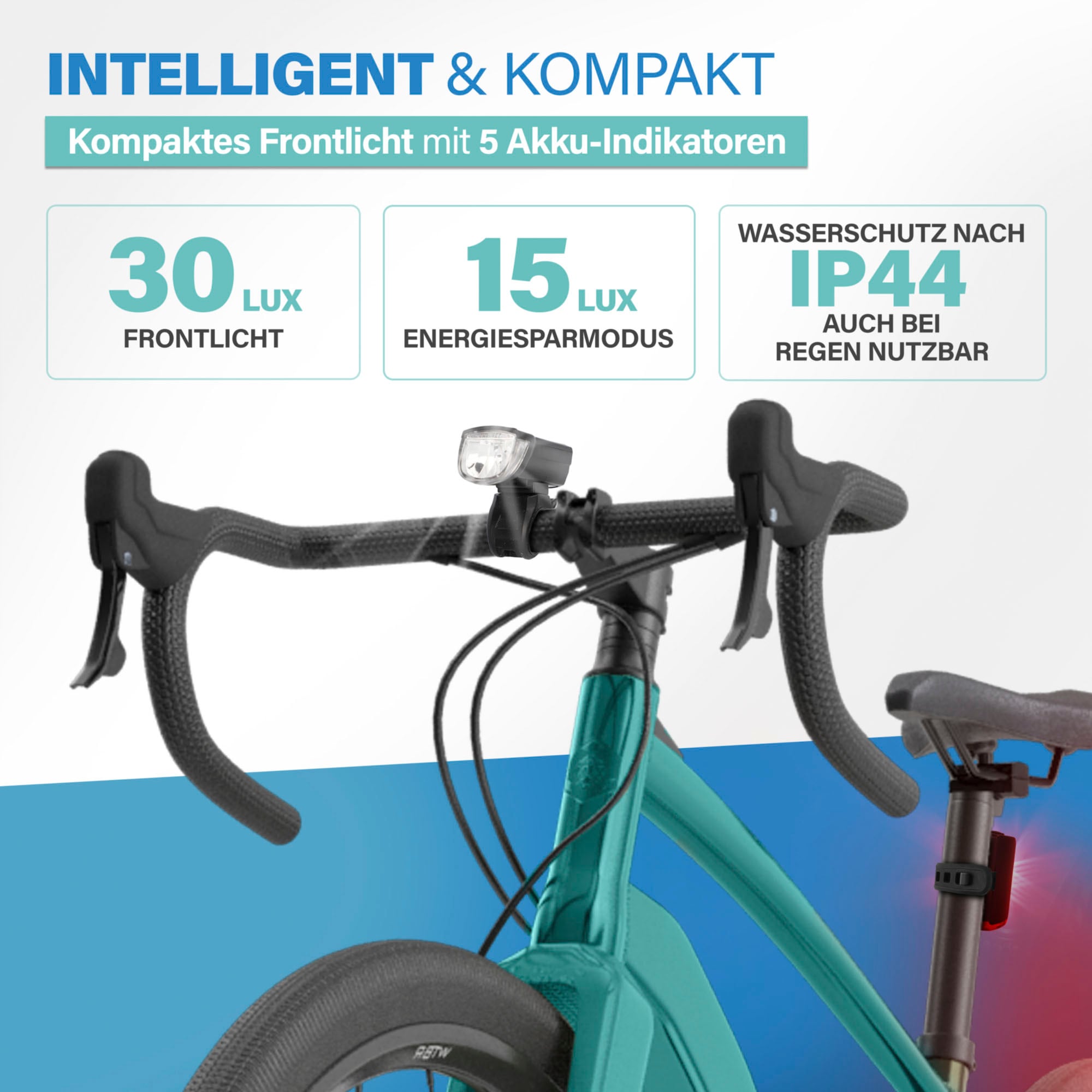 FISCHER Fahrrad Fahrradbeleuchtung »FISCHER LED Beleuchtungsset mit 360Â° Bodenleuchte« mit zusätzlicher Bodenleuchte