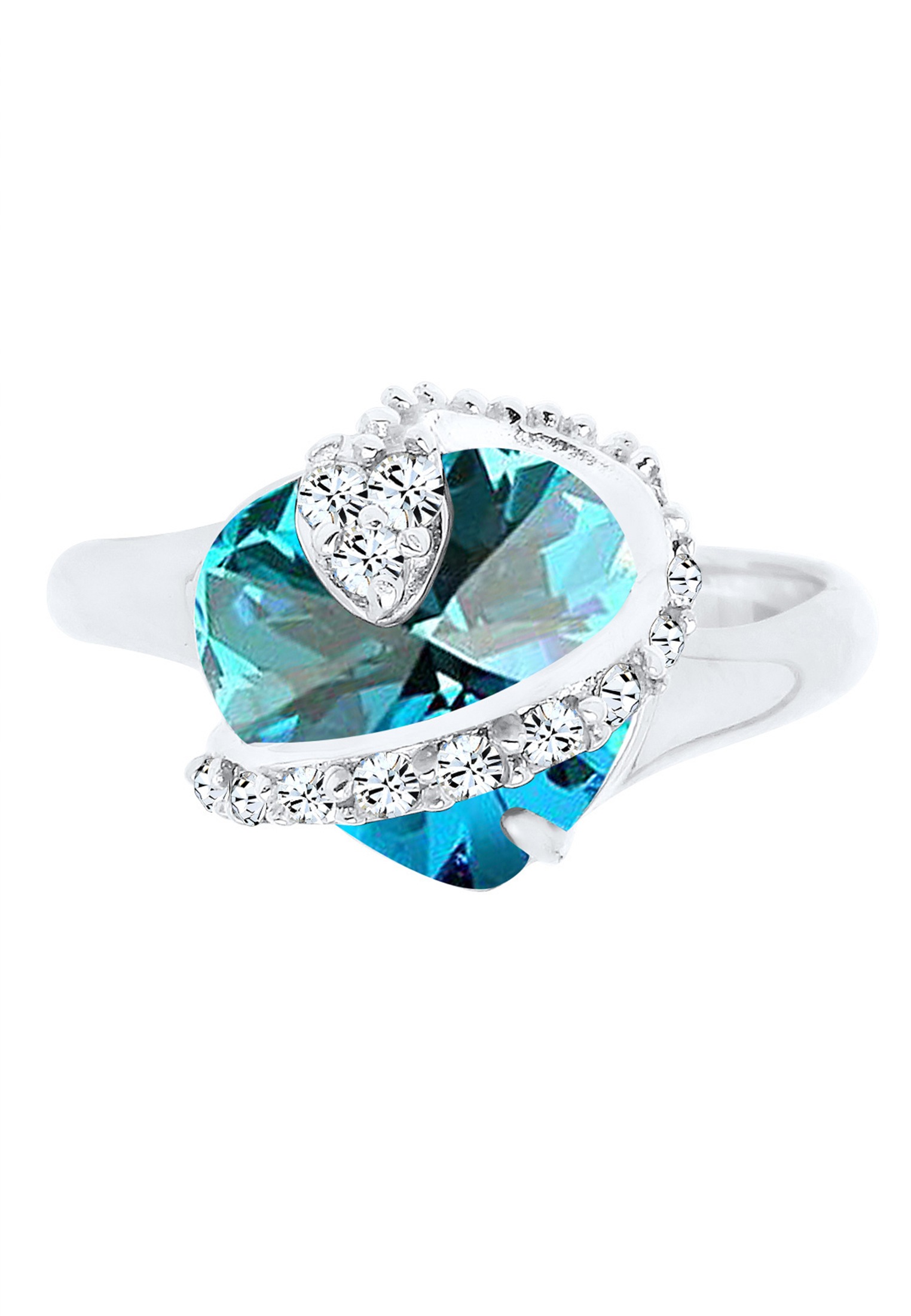 Elli Silberring »Ring Herz Kristalle Glamourös 925 Silber«
