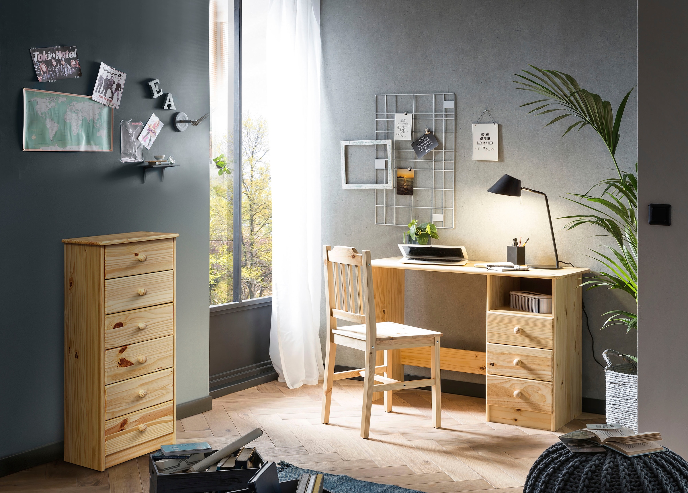 Home affaire 4-Fußstuhl, (Set), 2 St., aus massivem Kiefernholz