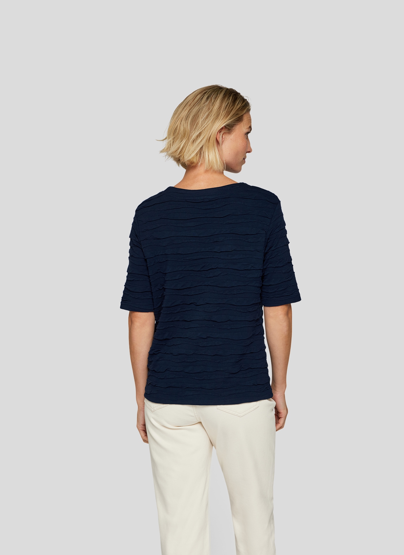 Rabe Rundhalsshirt, im Crinkle-Look und mit Kordelzug