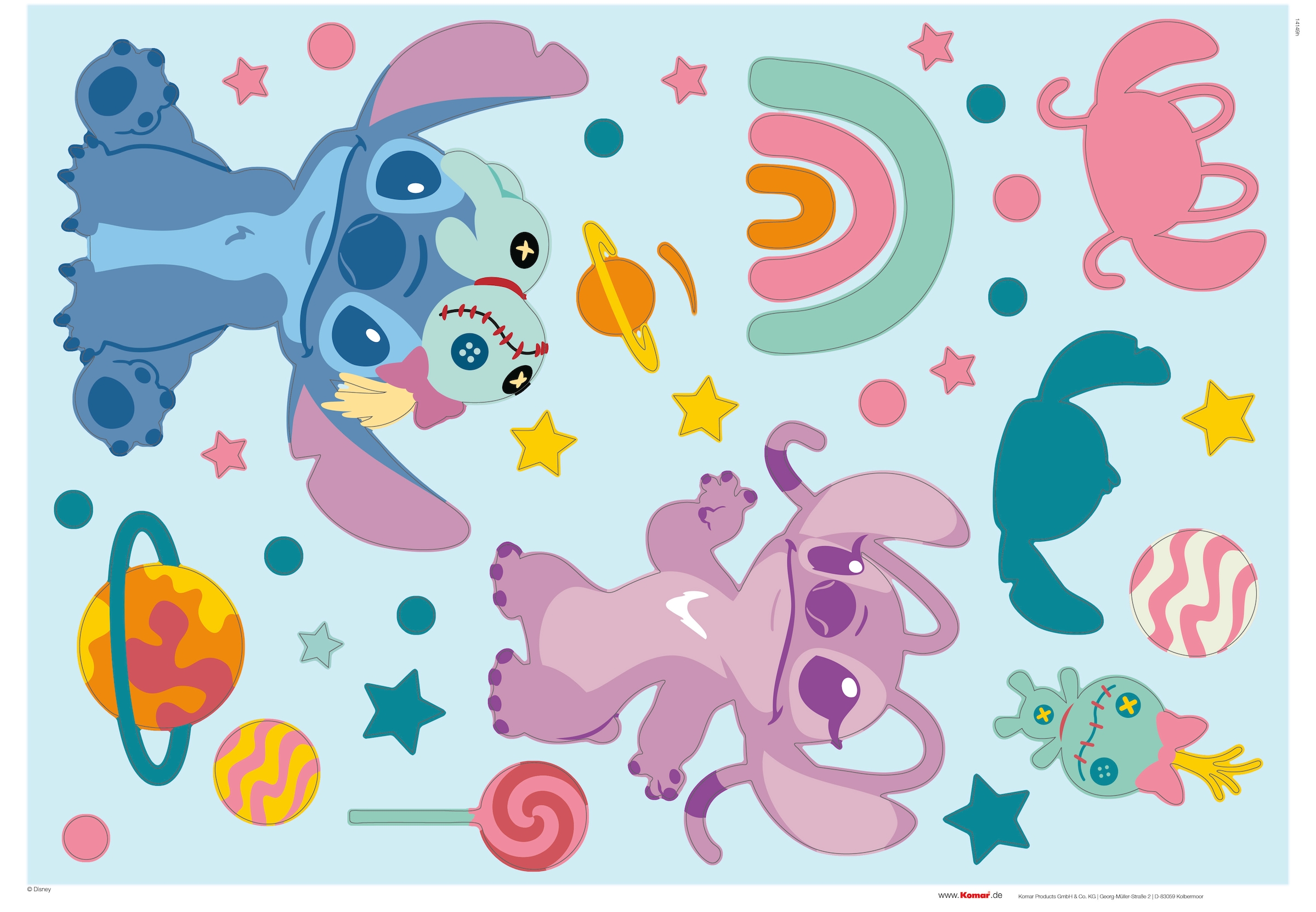 Komar Wandtattoo »Stitch World - Größe 50 x 70 cm«, (35 St.), selbstklebend, Wandsticker, Kinderzimmer