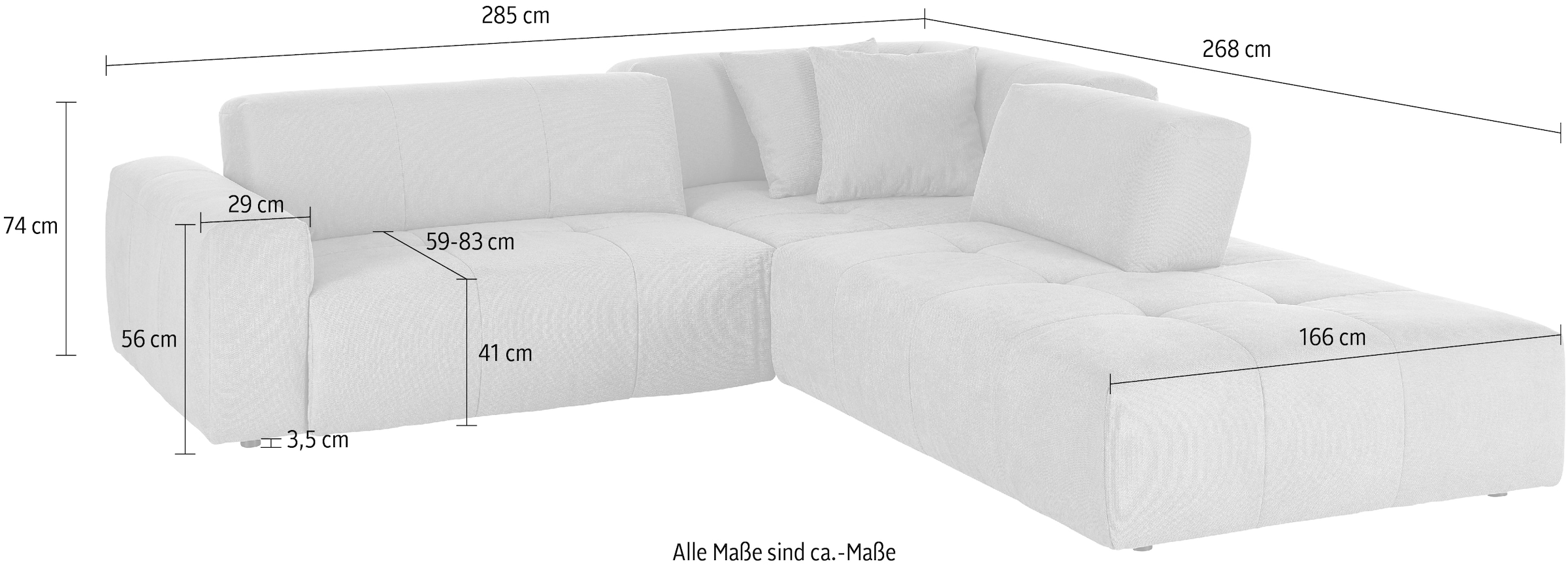 3C Candy Ecksofa »Yoshy Komfortsofa, bequem und modern, hochwertige Verarbeitungsdetails« Zwei verschiedene Sitztiefen durch verstellbare Rückenlehne, L-Form