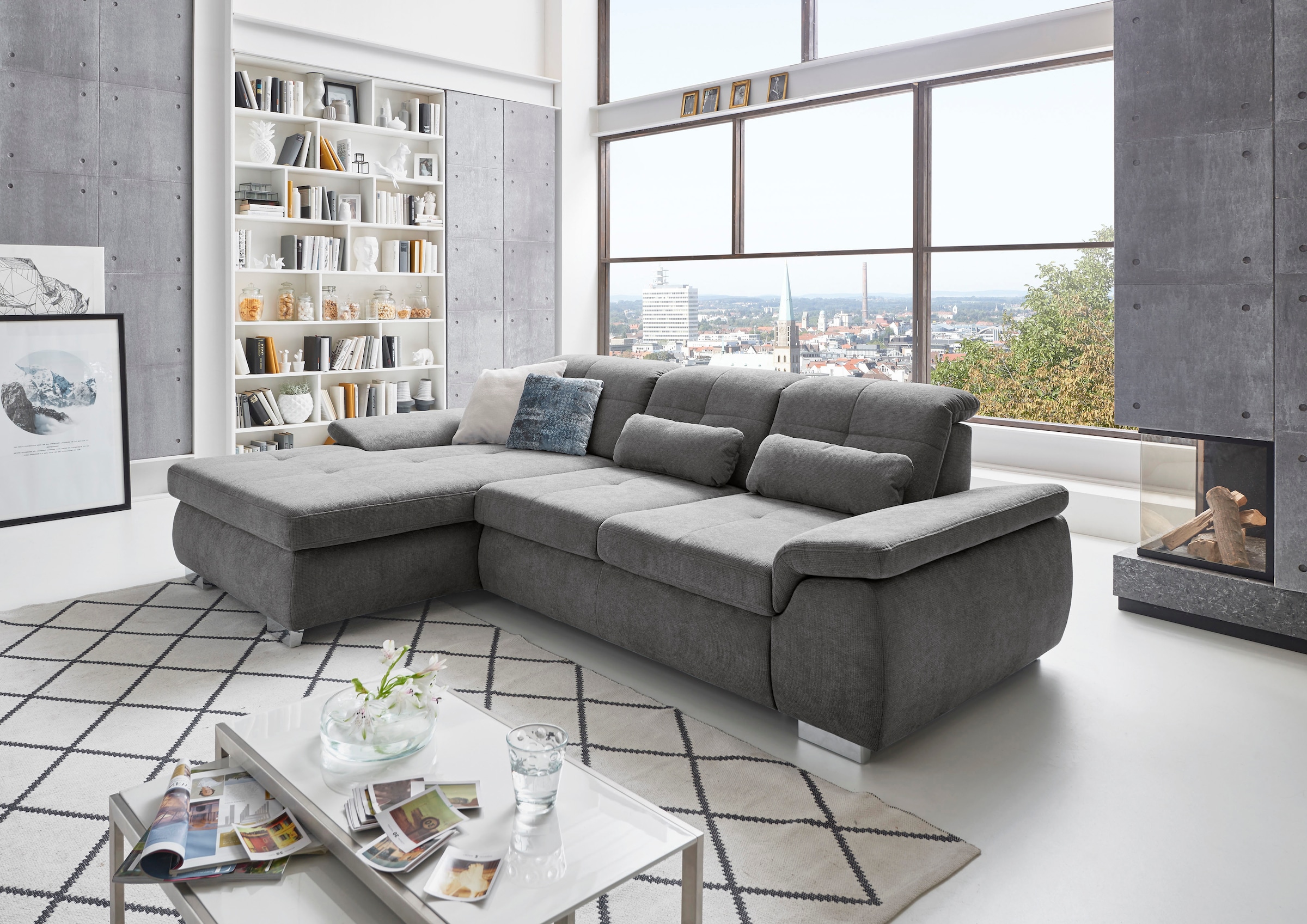 Die PlanBar Ecksofa »MP-IN16037 L-Form, Breite 289 cm, mit Kaltschaum-Polsterung« mit Sitztiefenverstellung & Zierkissen
