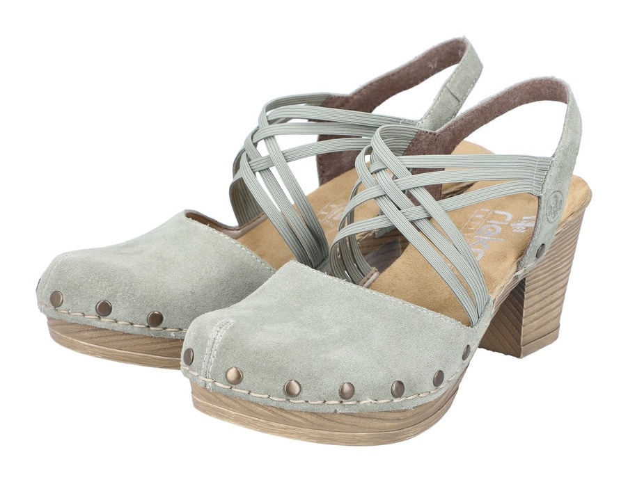 Rieker Sandalette, Sommerschuh, Sandale, Blockabsatz, mit Nieten verziert