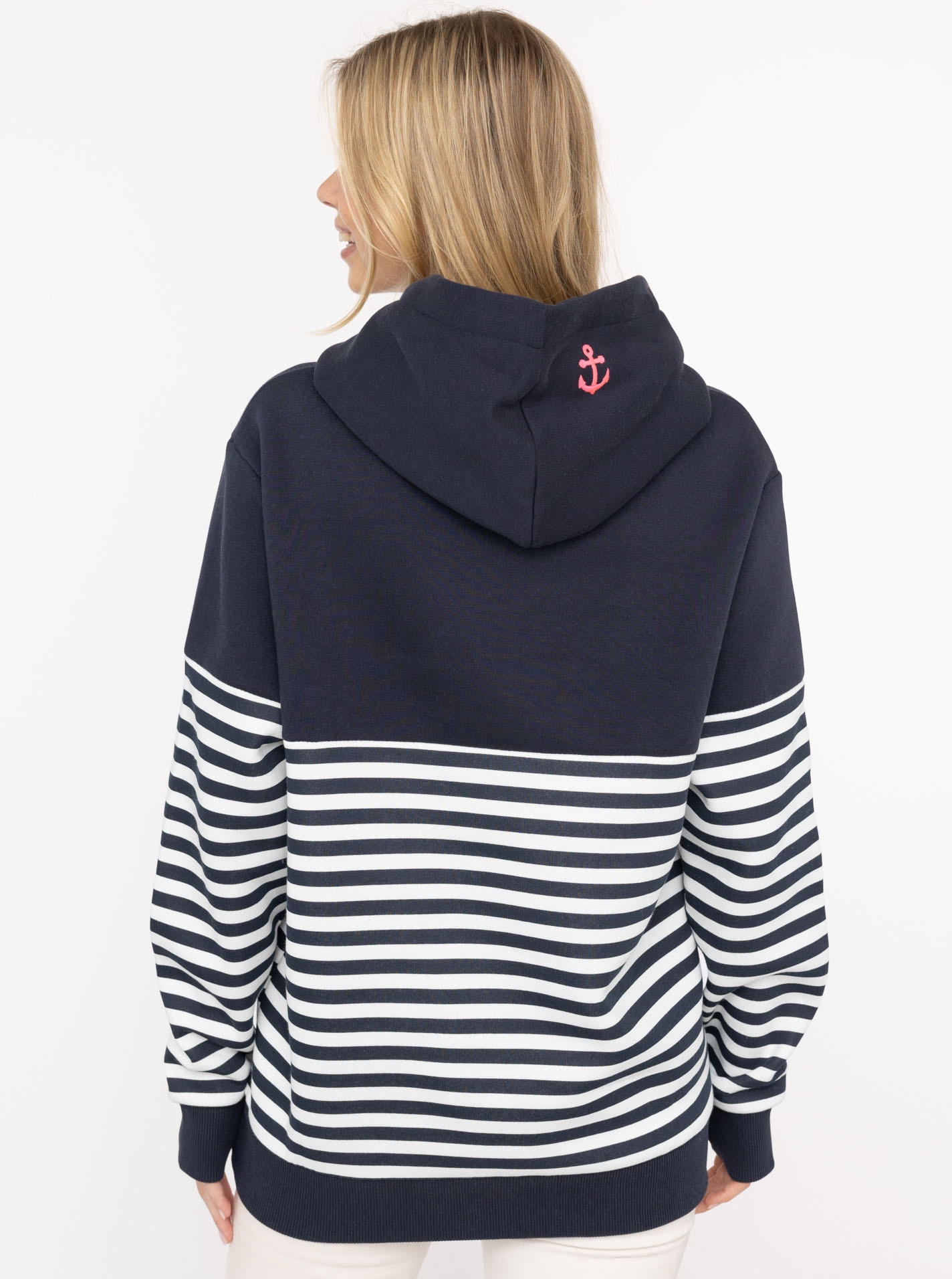 Zwillingsherz Hoodie »"Moin Streifen"«, Stickerei, Kapuze mit bedruckter Kordel, gestreift