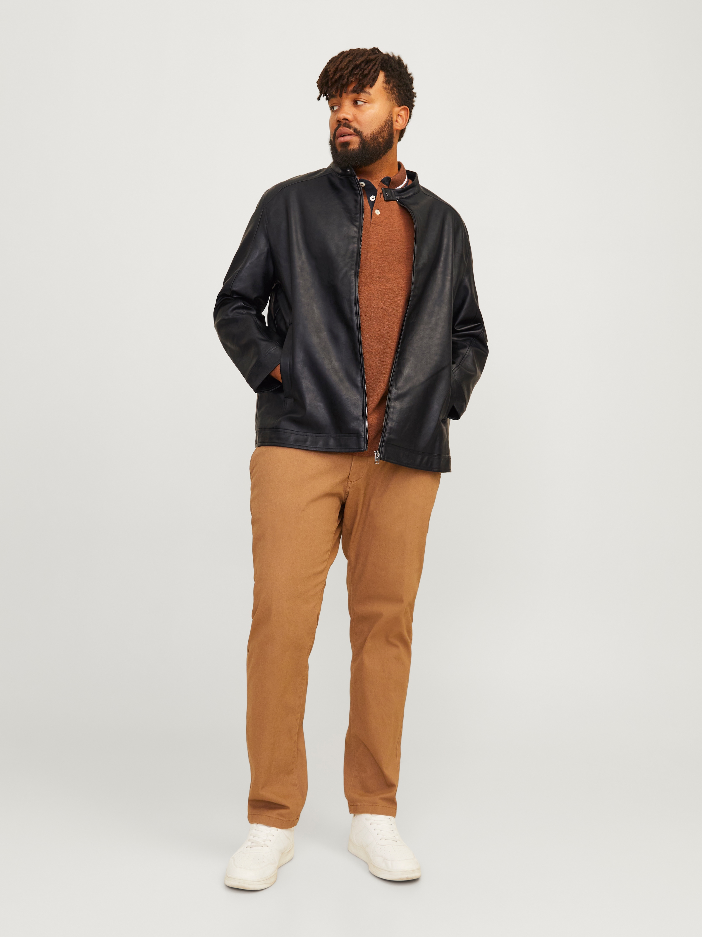 Jack & Jones PlusSize Lederimitatjacke »JJEDYLAN CLEAN PU JACKET NOOS PLS«, ohne Kapuze, in Leder Optik