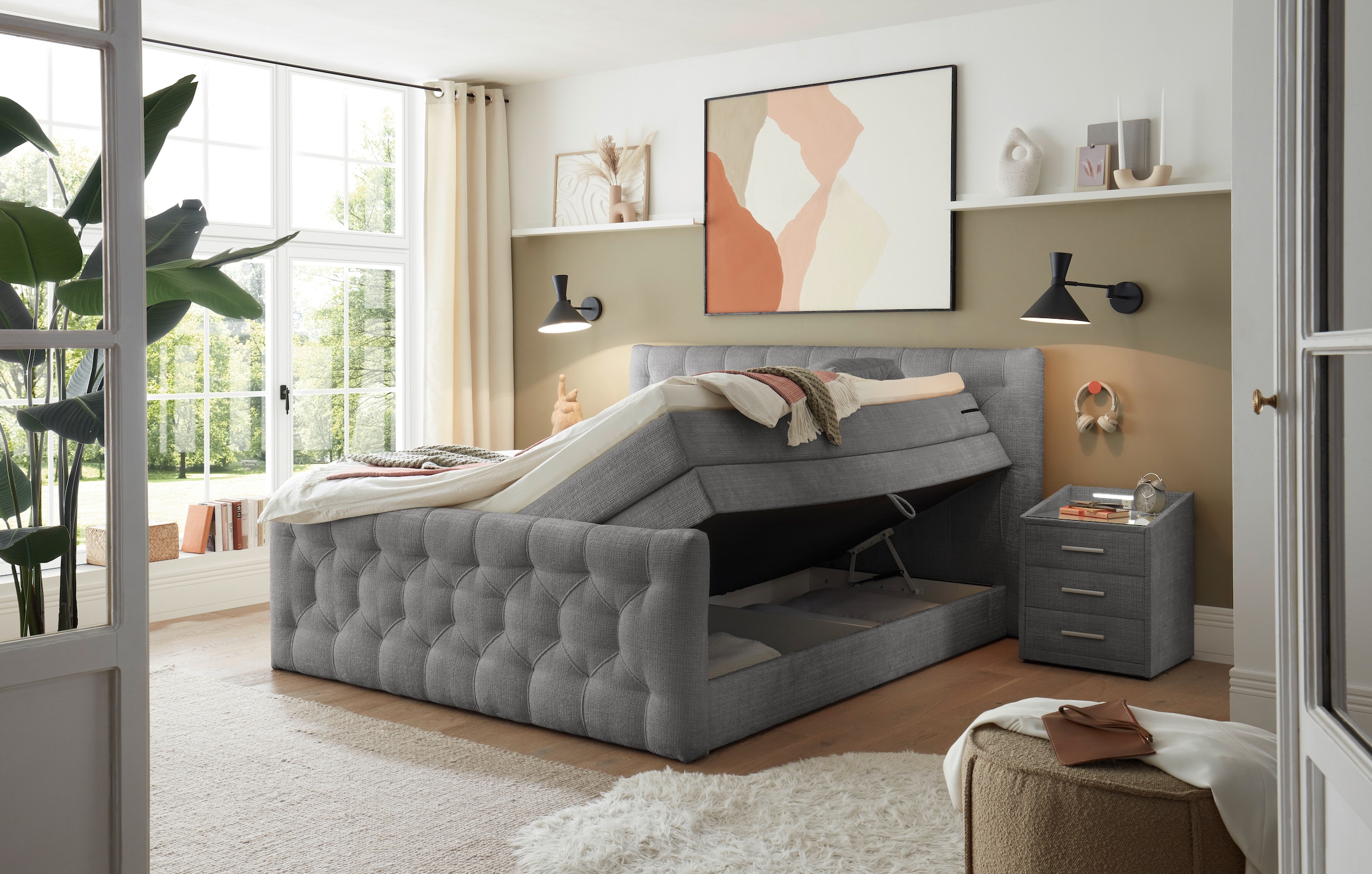 ED EXCITING DESIGN Boxspringbett »"Cashfield"! Topseller inkl. zwei Bettkästen & Topper«, erhältlich in der Größe 180x200cm