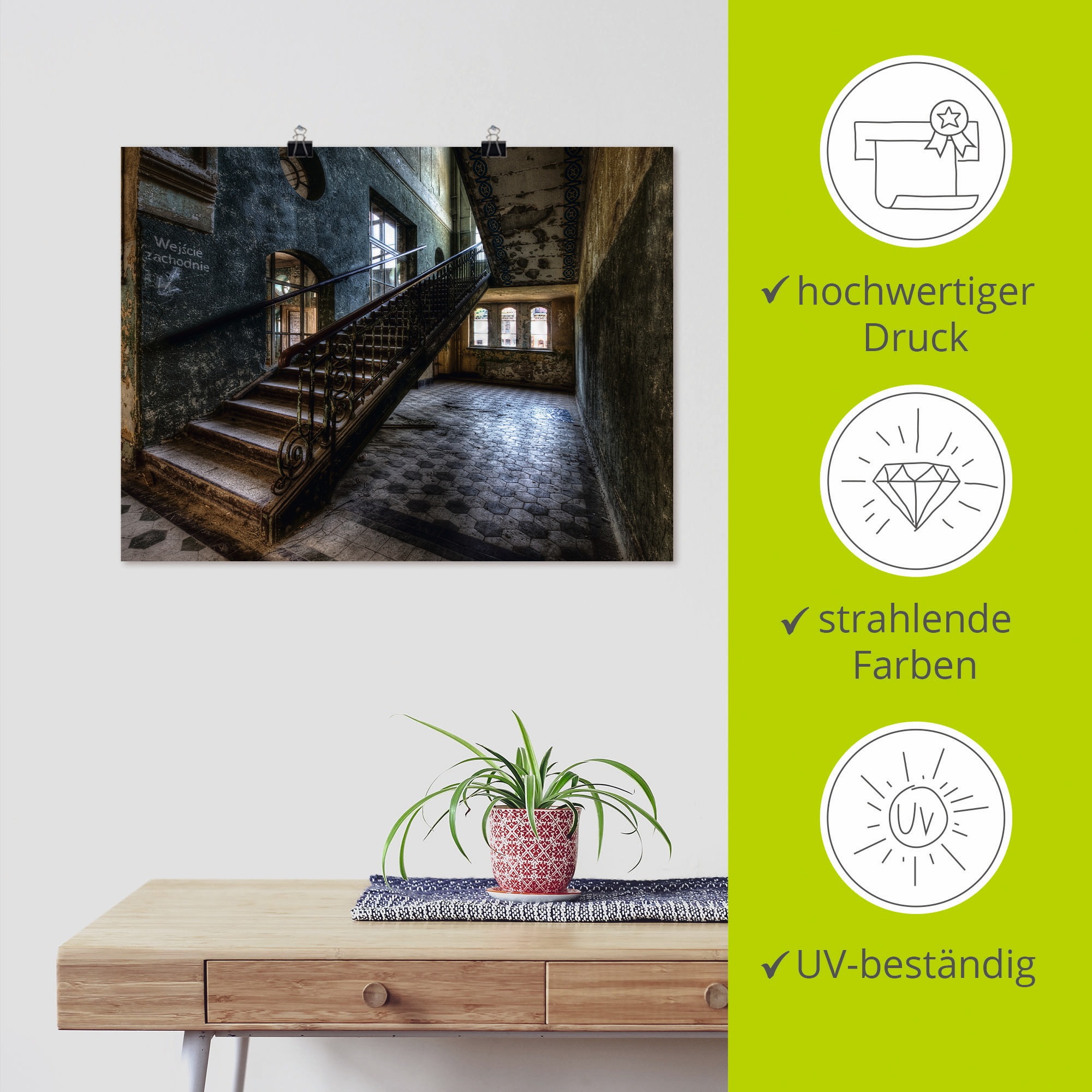 Artland Wandbild »Lost Place - Treppen« Architektonische Elemente 1 Stk. tlg. als Leinwandbild, Poster in verschied. Größen