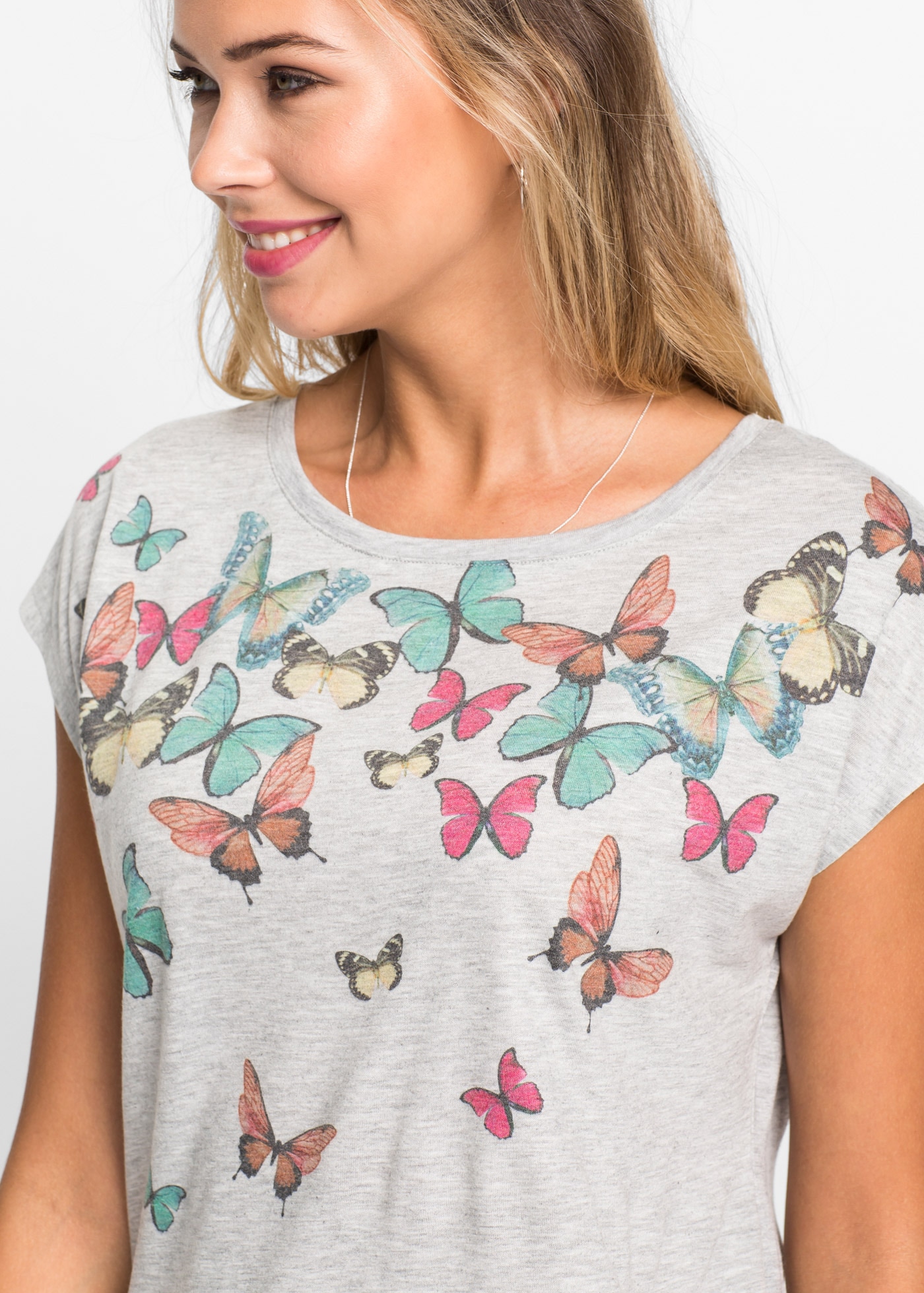 bonprix T-Shirt Slim fit Passform, Kurzarm mit kleinen Flügelärmeln