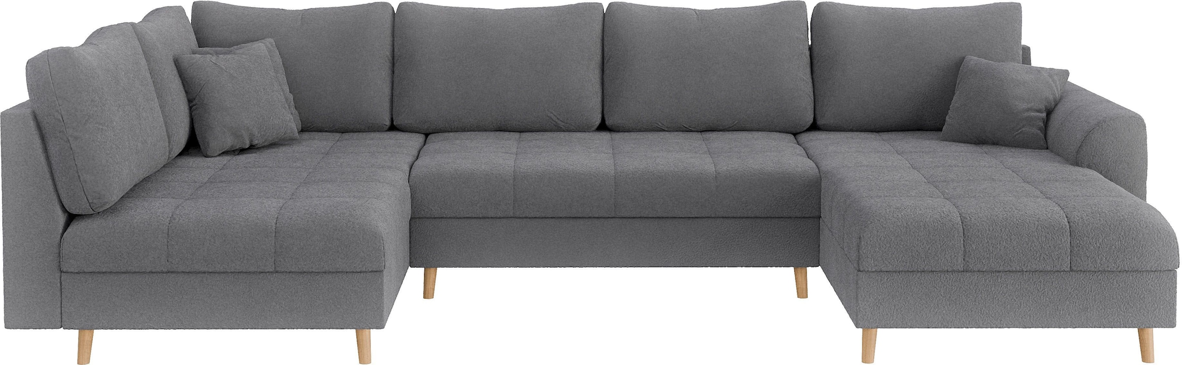 Home affaire Wohnlandschaft »CHARRE U-Form mit Ottomane, Maße B/T/H: 310/161/81 cm«, feine Steppung, lose Rücken- und Zierkissen, auch in Cord und Bouclé