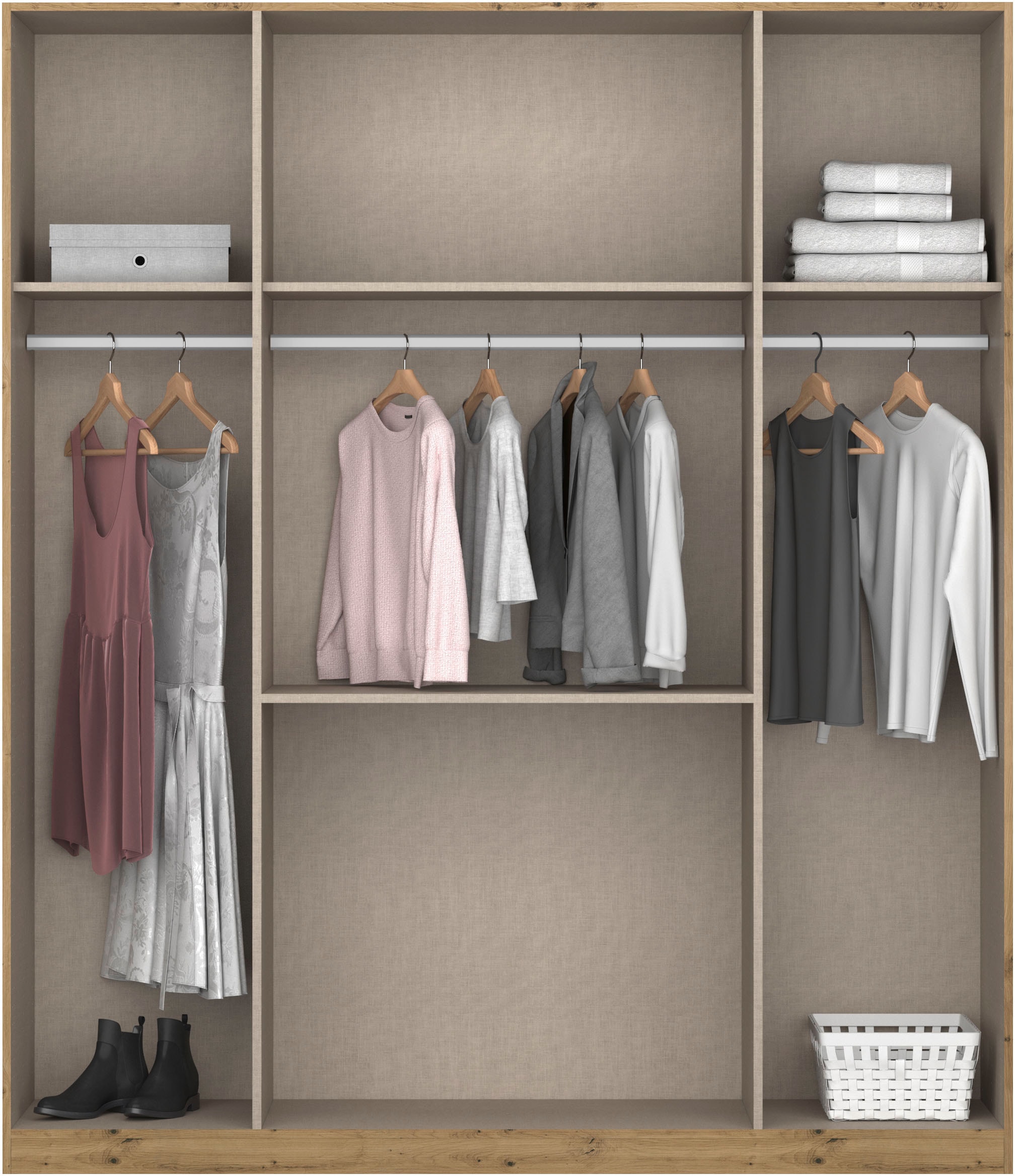 rauch Kleiderschrank »Schrank Drehtürenschrank Ankleide Garderobe Schlafzimmer WEINGARTEN« Breiten: 181/225/270 cm, Höhe 210 cm,  mit Spiegel, oberste Schublade mit Einteilung MADE IN GERMANY