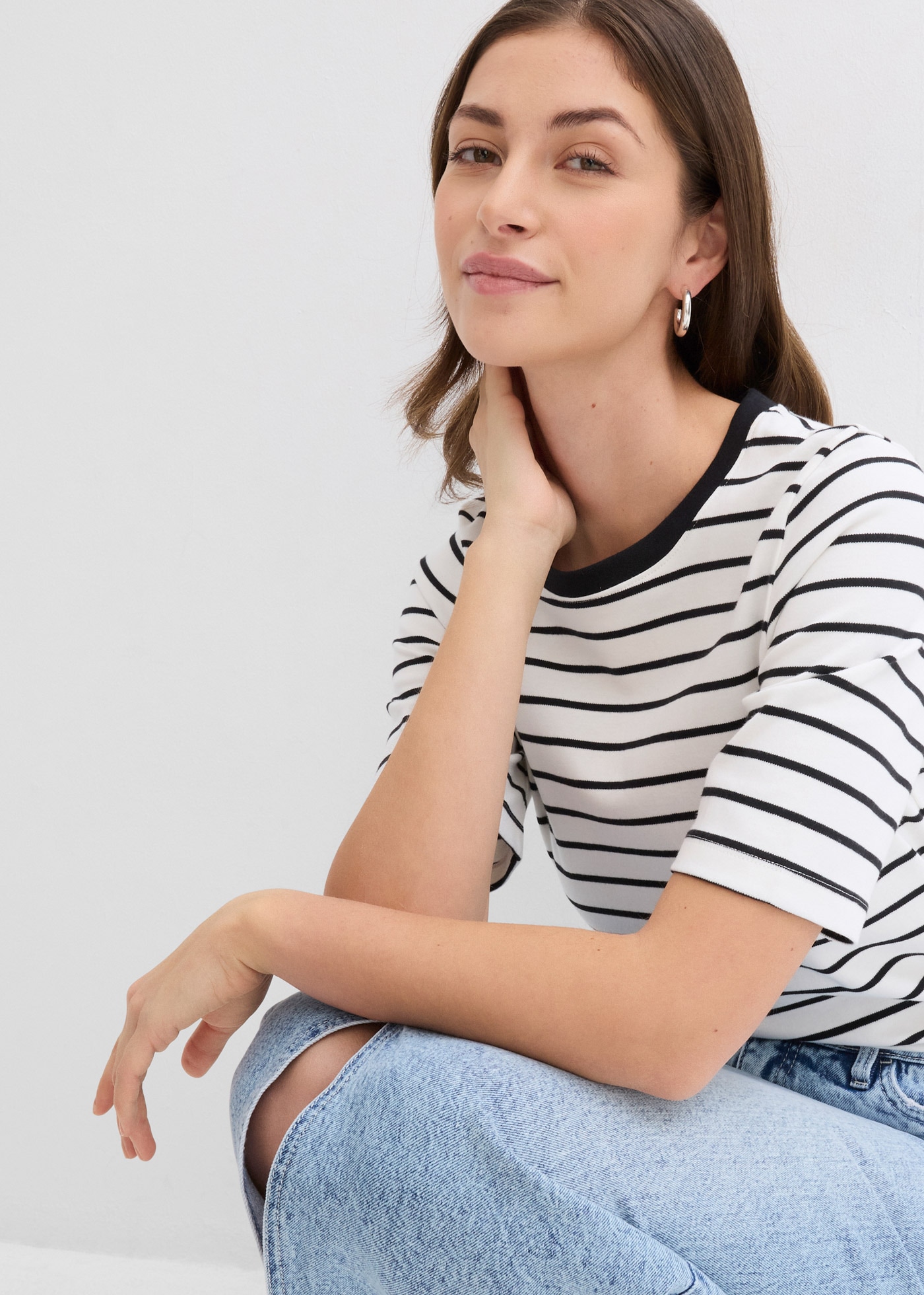 bonprix T-Shirt Halbarm, aus reiner Baumwolle