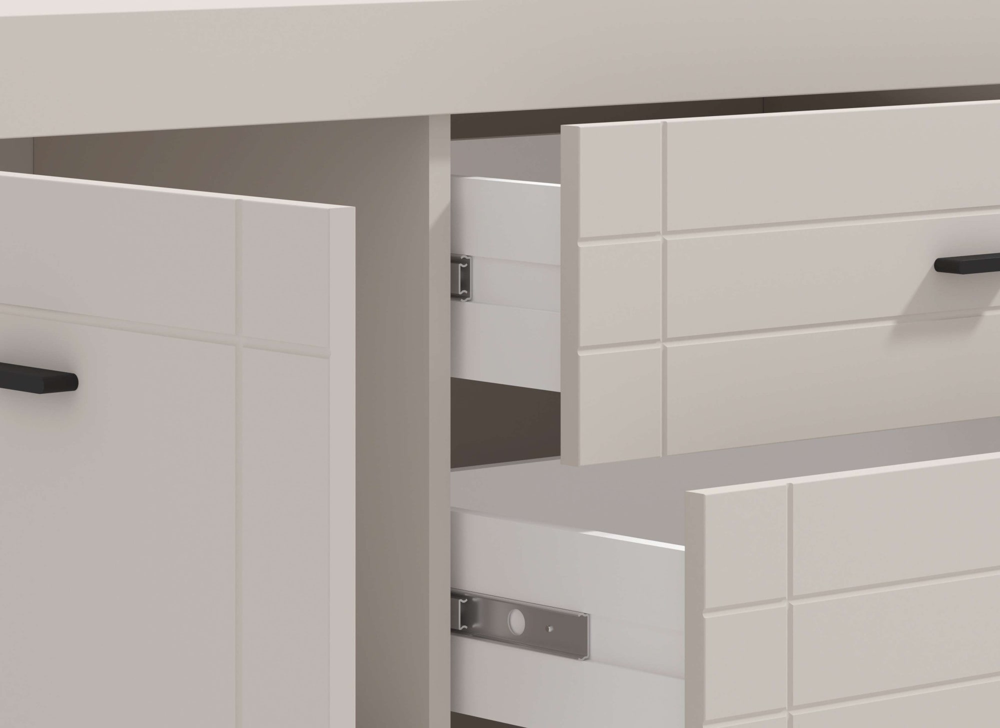 Home affaire Lowboard »Warwick TV-Board, TV-Kommode, TV-Schrank, TV-Unterschrank, TV-Möbel« Elegantes Lowboard in Kaschmir mit viel Stauraum, Heißfolienprägung