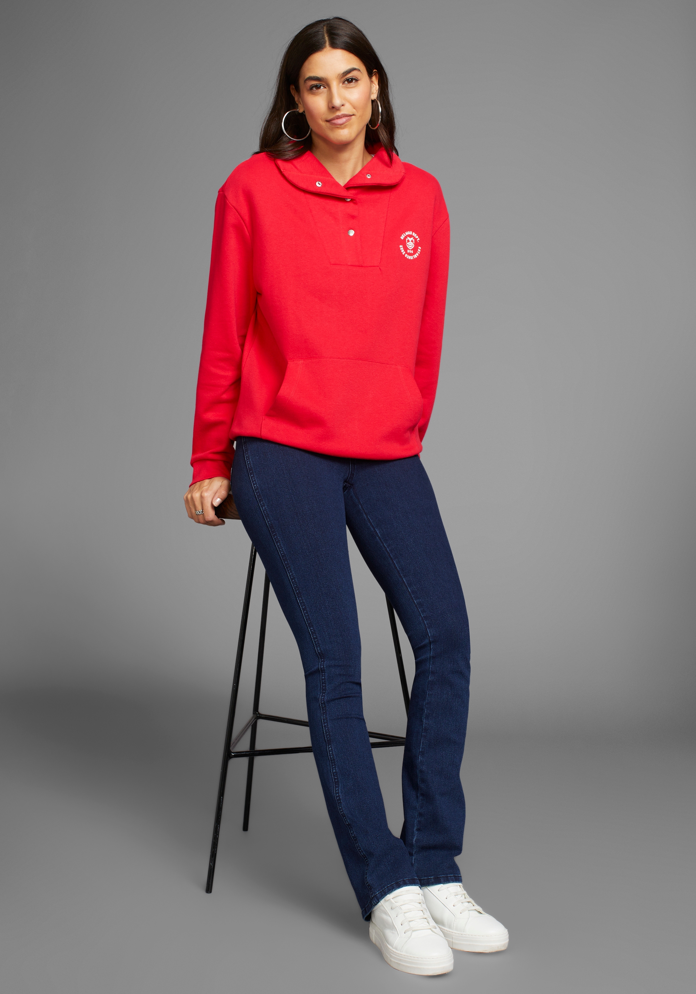 DELMAO Sweatshirt, mit Troyer Kragen - NEUE KOLLEKTION