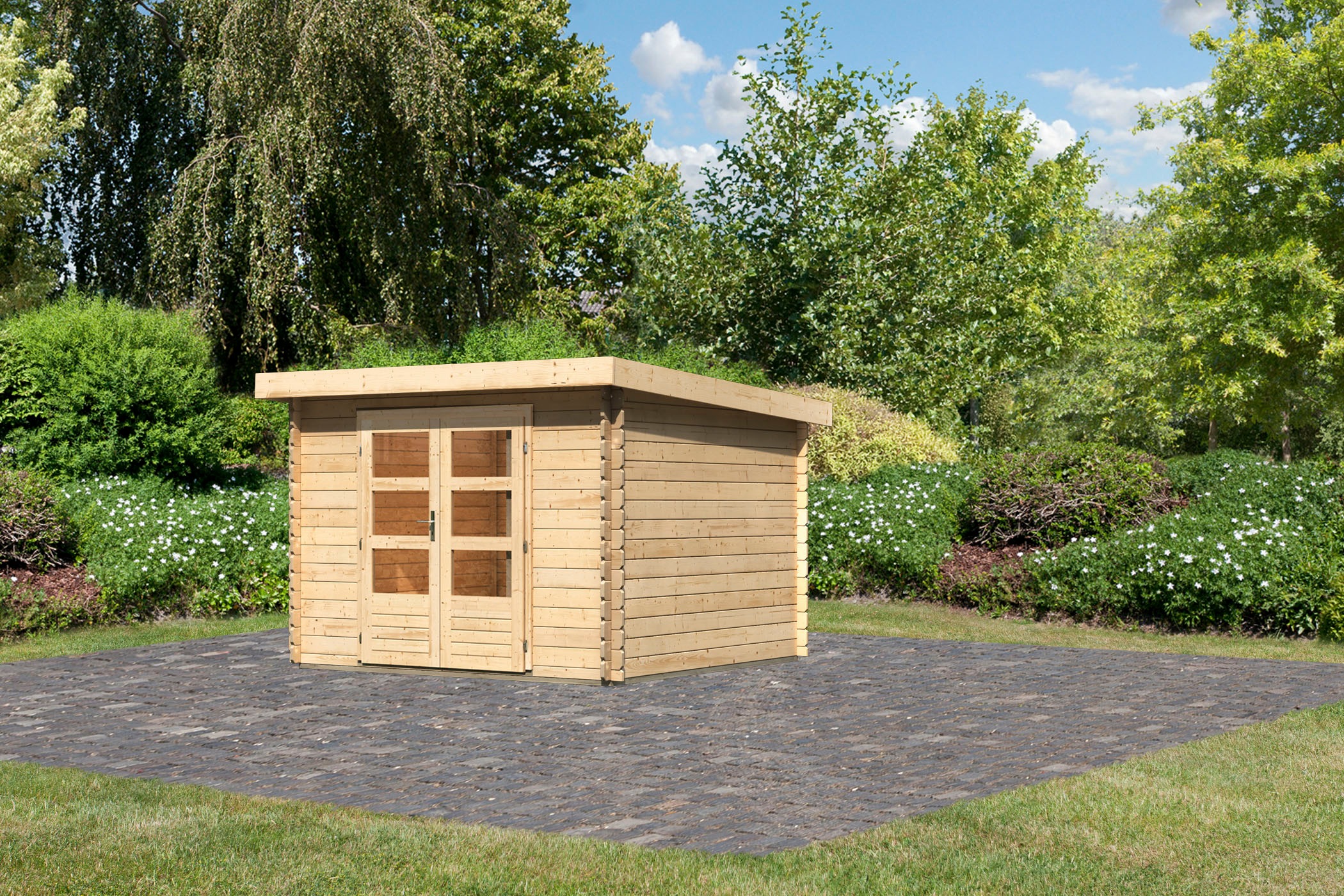 Karibu Gartenhaus »Schloßsee 5«, terragrau oder naturbelassen