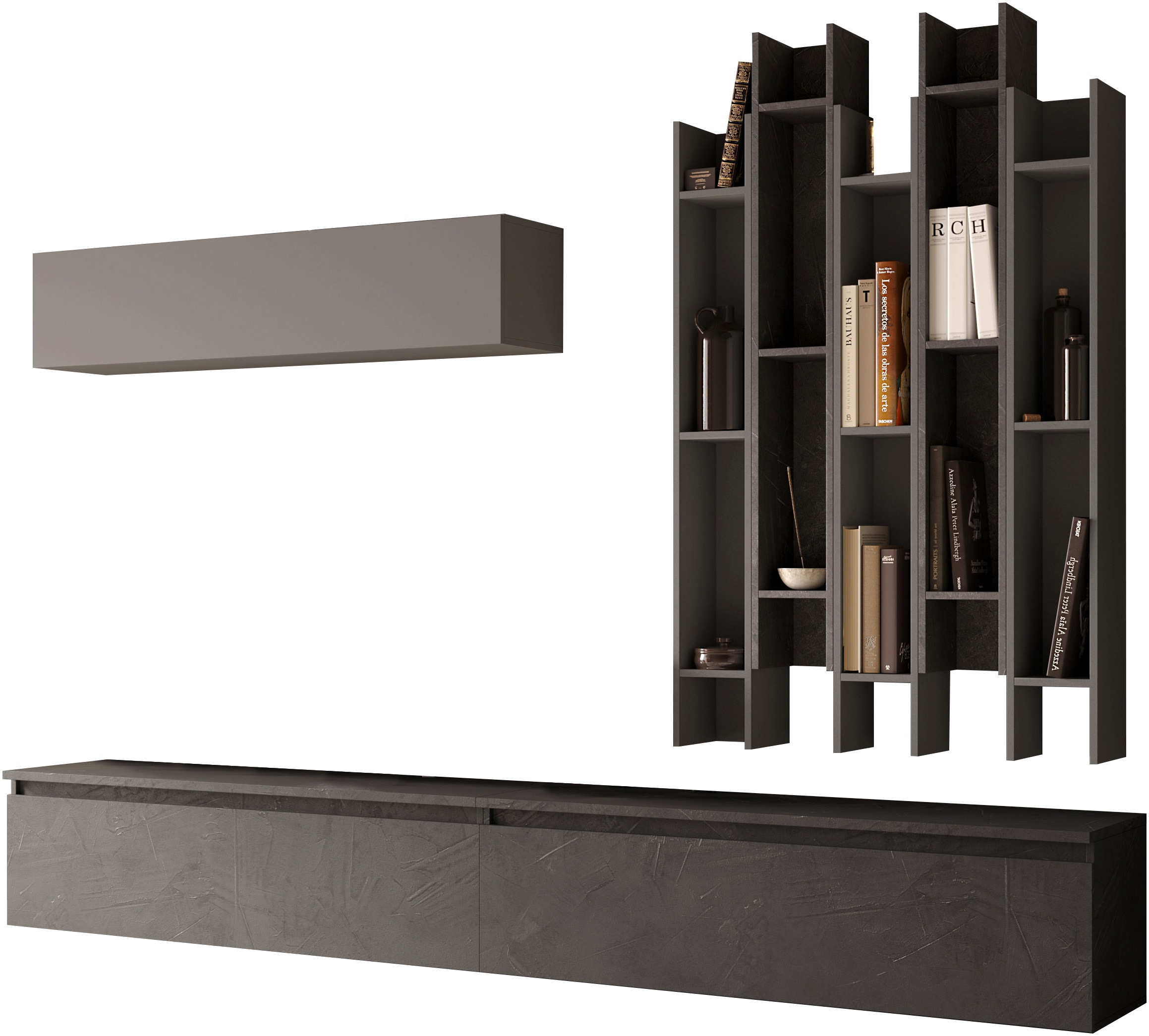 INOSIGN Wohnwand »INFINITY, 8tlg. Breite 276 cm, Höhe variabel, Schrankwand, Anbauwand«, (2x Lowboard, Hängeschrank, 5x Wandregal)
