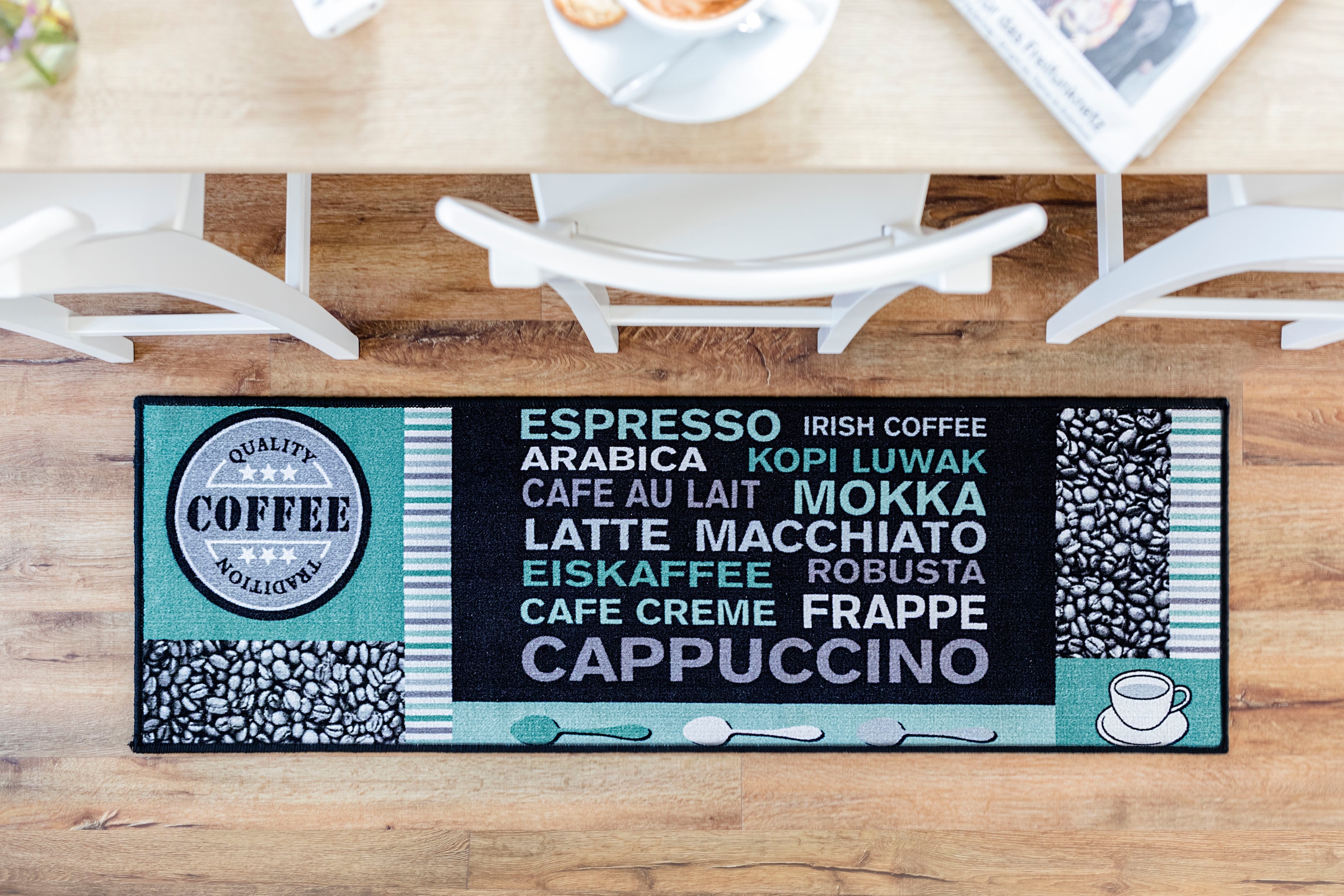 Andiamo Küchenläufer »Cafe Creme«, rechteckig, 4 mm Höhe, Motiv Kaffee, mit Schriftzug, Größe 50x150 cm, Küche