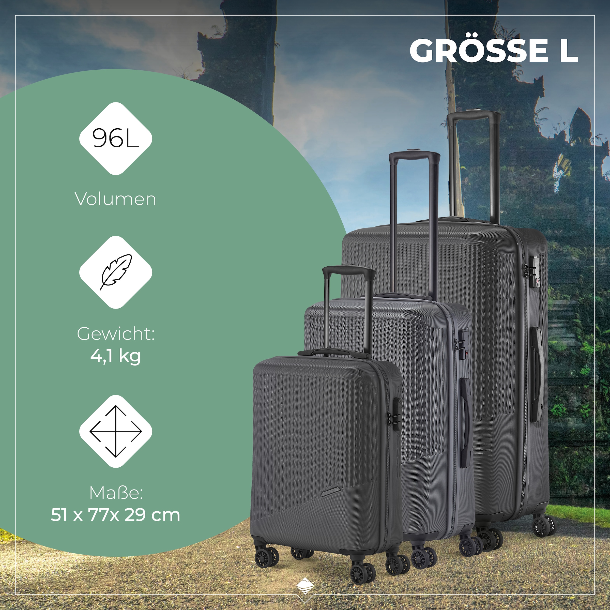 travelite Trolleyset »BALI 3-teilig Hartschale« TSA-Schloss – robustes Reisegepäck