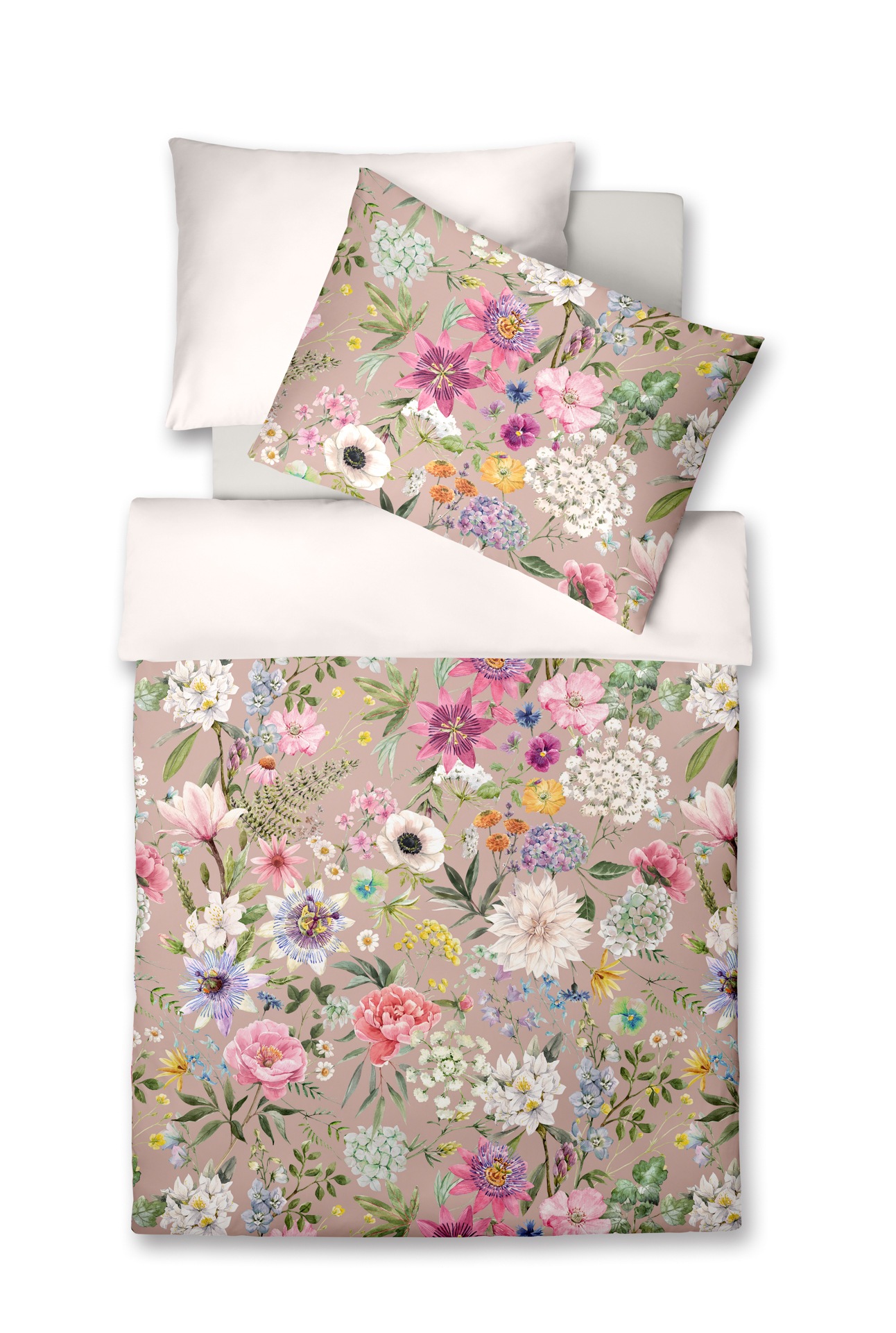 fleuresse Wendebettwäsche »Flower Art, Mako-Satin aus 100 % Baumwolle«