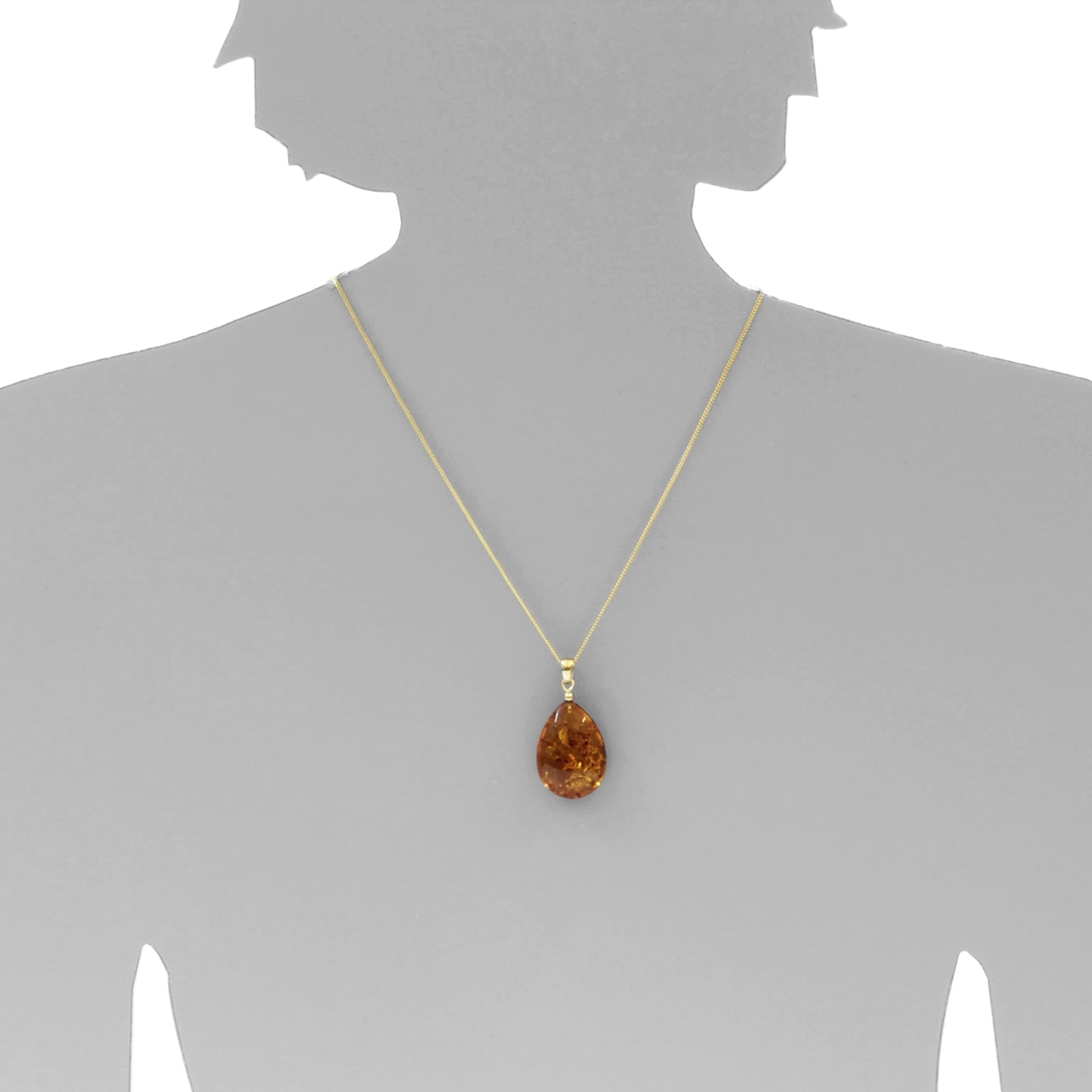 OSTSEE-SCHMUCK Kette und Anhänger Set »- Tropfen ca. 34 mm lang - Silber 925/000, vergoldet - Bernstein«