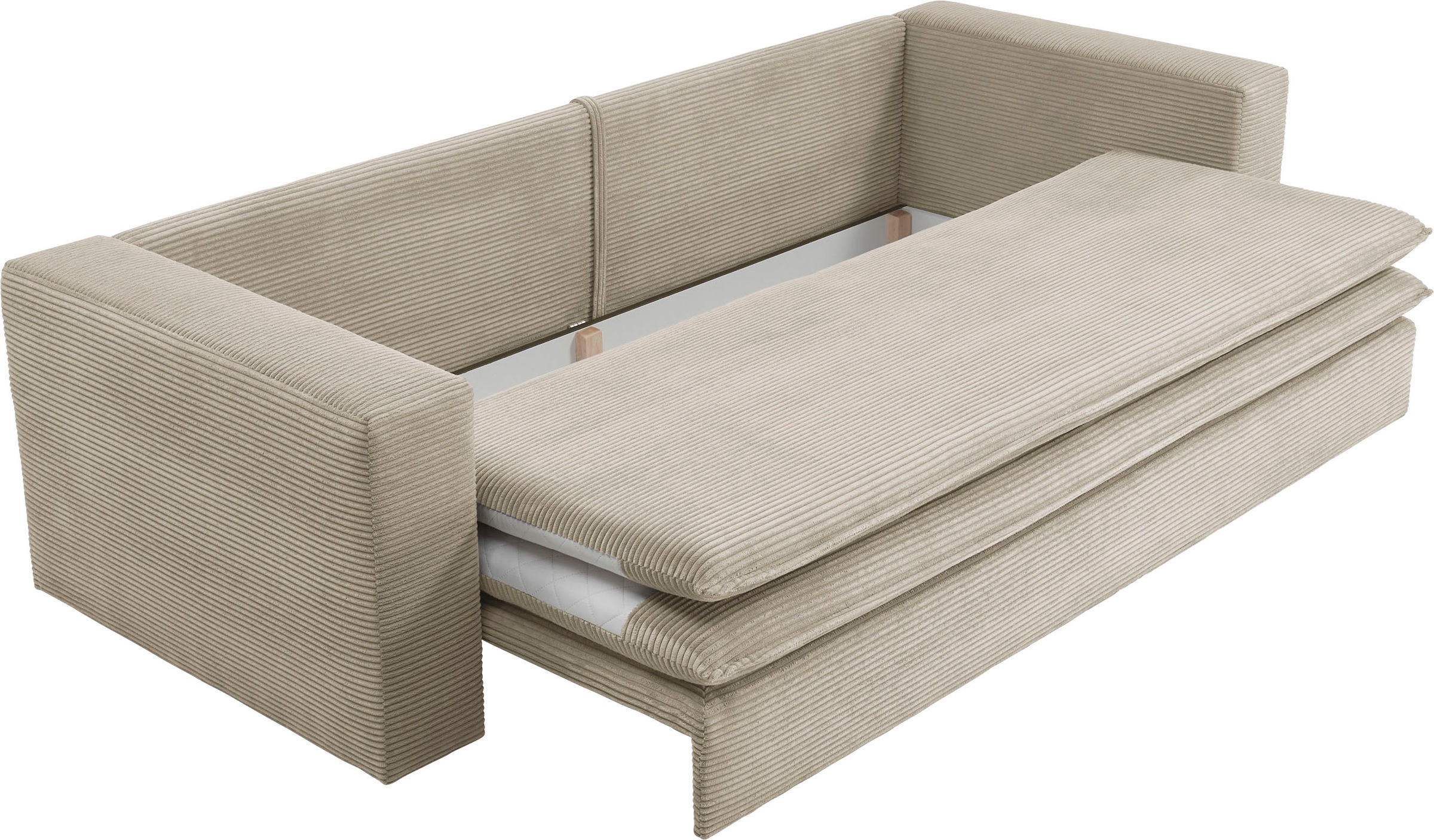 Places of Style 3-Sitzer »PIAGGE«, Cord-Bezug - mit Bettfunktion und Bettkasten, mit praktischem Topper