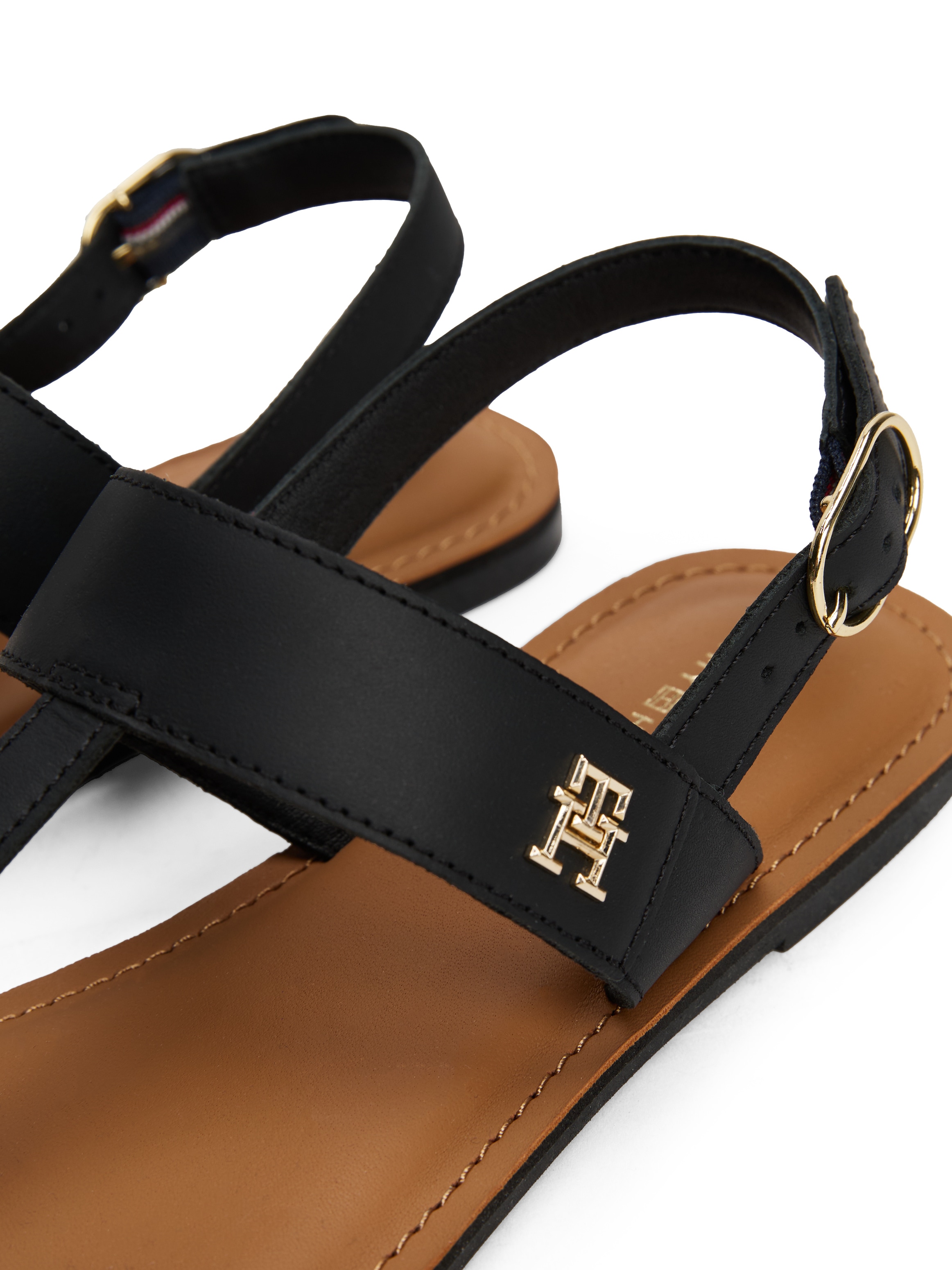 Tommy Hilfiger Riemchensandale »LEATHER THONG SANDAL«, Sandalette, Sommerschuh, Flats mit Zehensteg